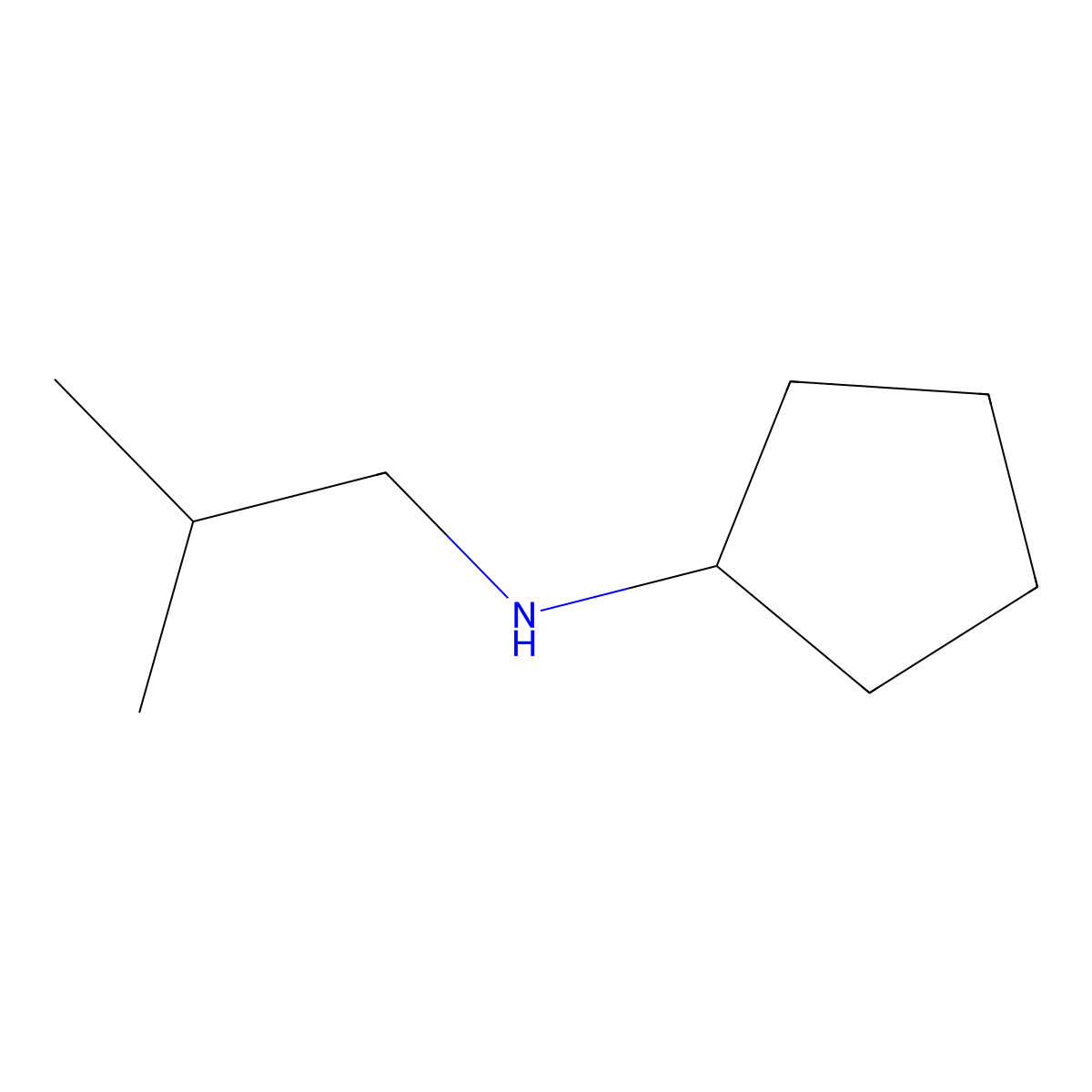 N-(2-methylpropyl)cyclopentanamine molecular structure, CAS 42870-64-4