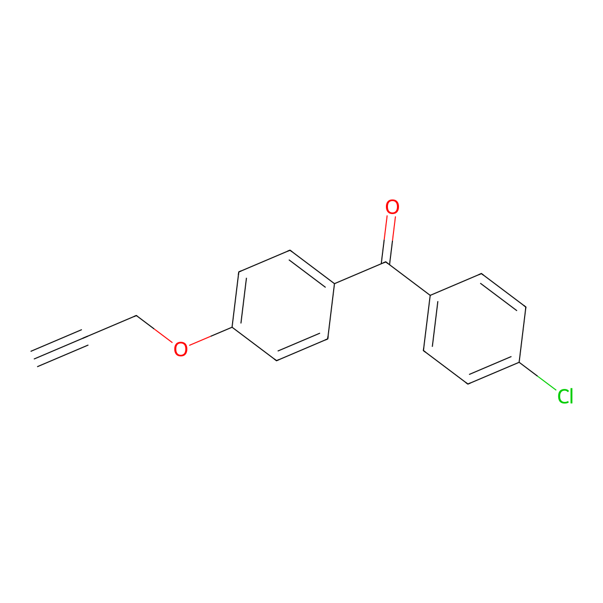 (4-Chlorophenyl)(4-(prop-2-yn-1-yloxy)phenyl)methanone molecular structure, CAS 42875-12-7
