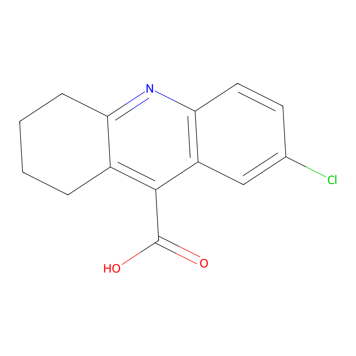 7-Chloro-1,2,3,4-tetrahydro-acridine-9-carboxylic acid molecular structure, CAS 42878-47-7