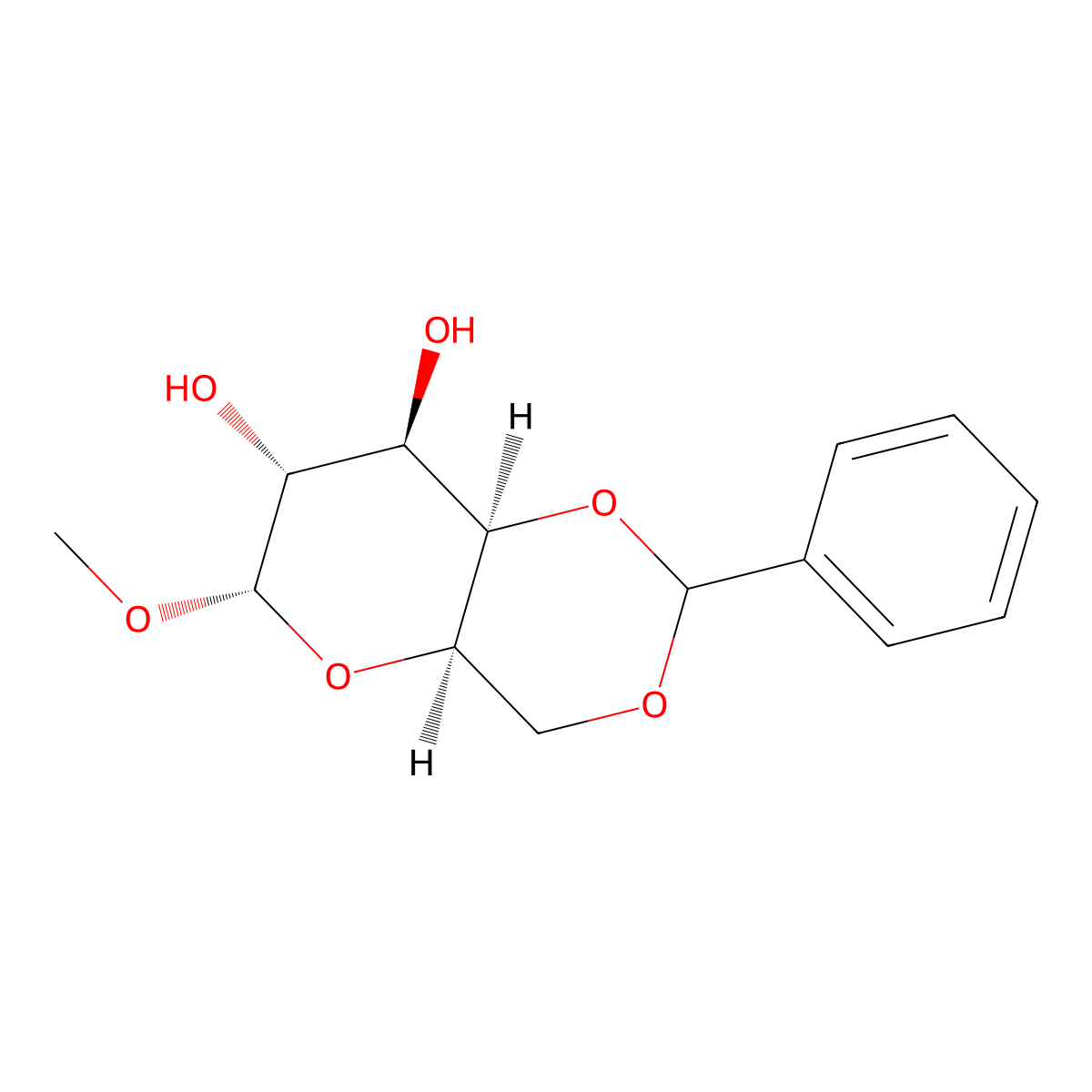 Methyl 4,6-O-benzylidene-a-D-galactopyranoside molecular structure, CAS 4288-93-1