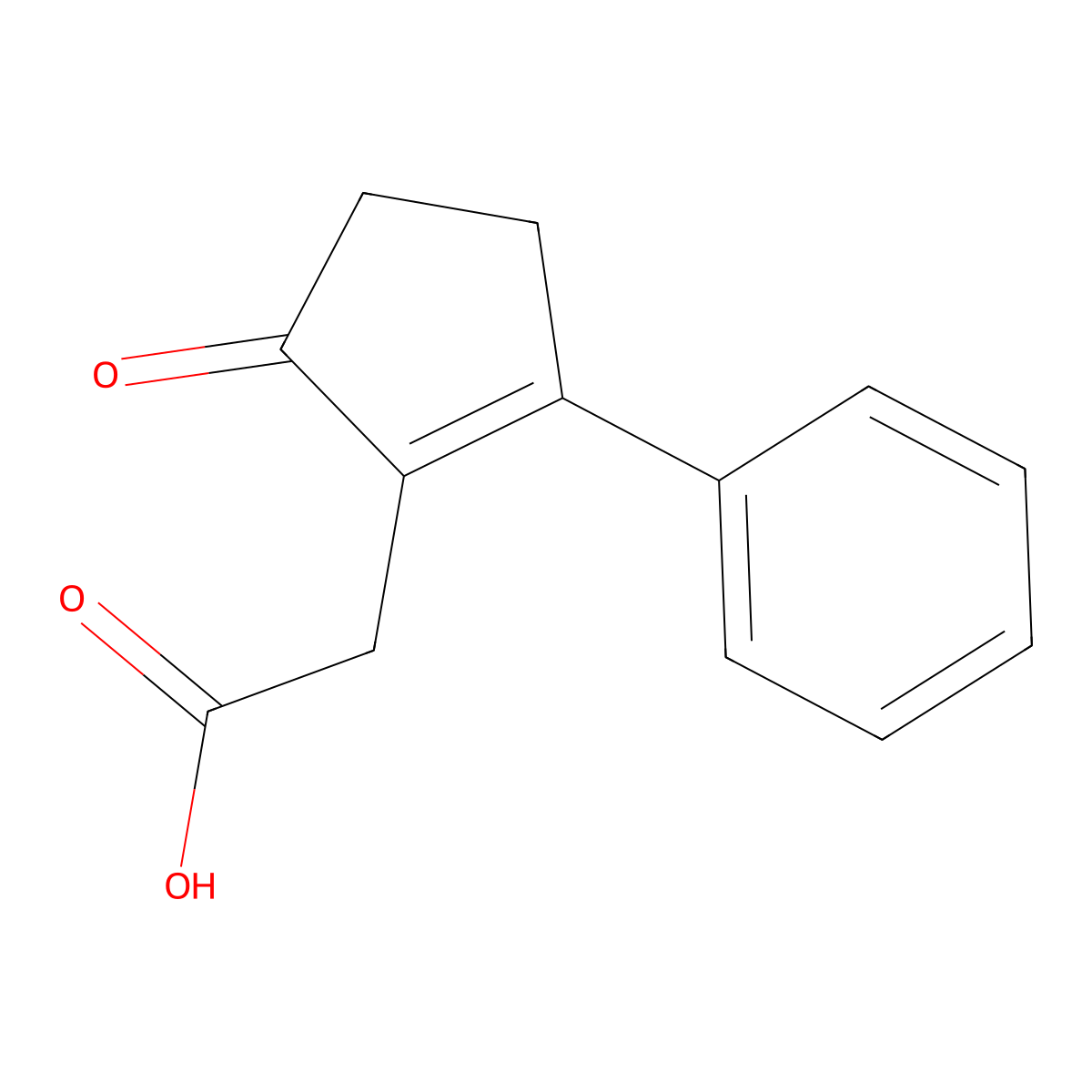 (5-Oxo-2-phenyl-cyclopent-1-enyl)-acetic acid molecular structure, CAS 42882-19-9