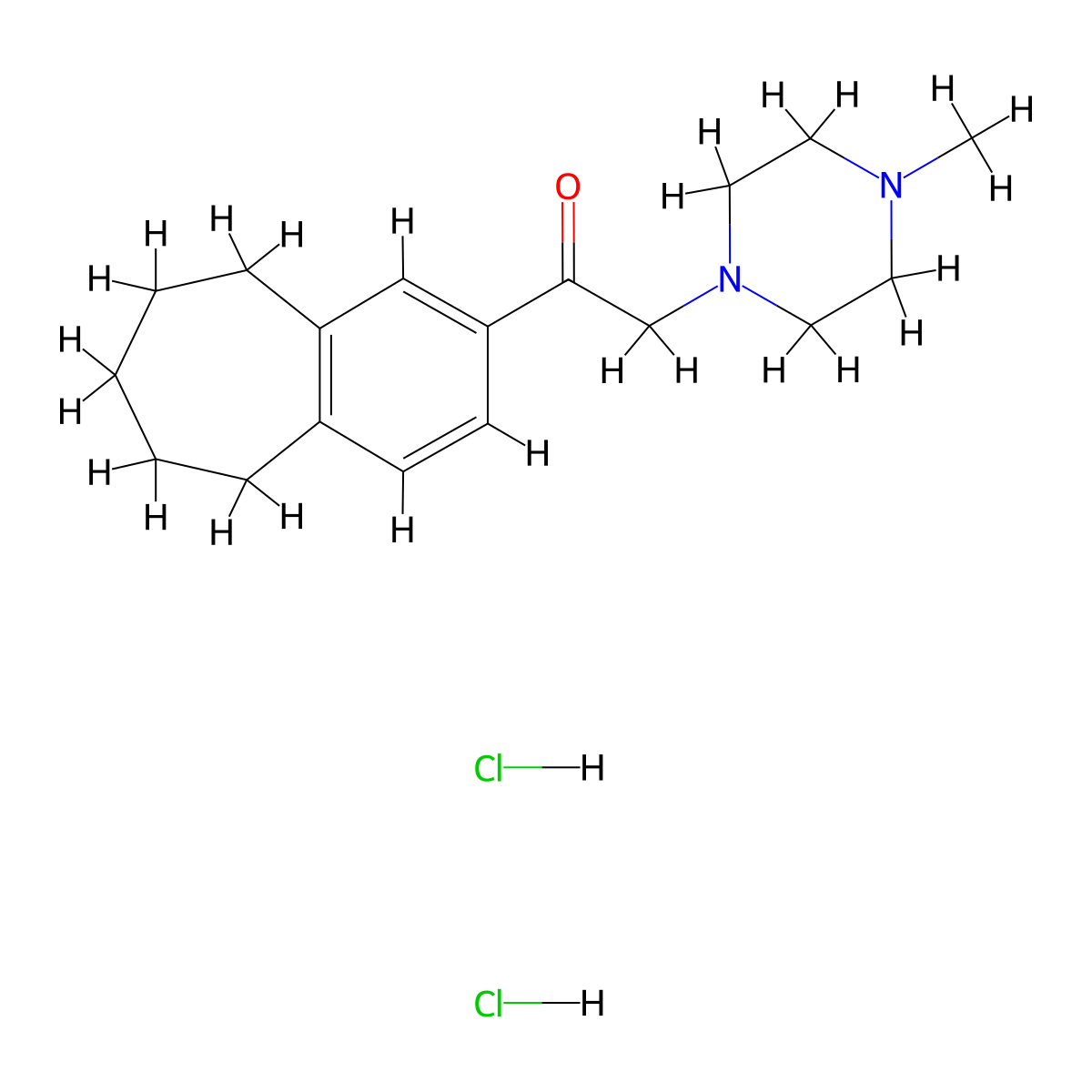 Ethanone, 2-(4-methyl-1-piperazinyl)-1-(6,7,8,9-tetrahydro-5H-benzocyclohepten-2-yl)-, hydrochloride, hydrate (2:4:1) molecular structure, CAS 42882-42-8