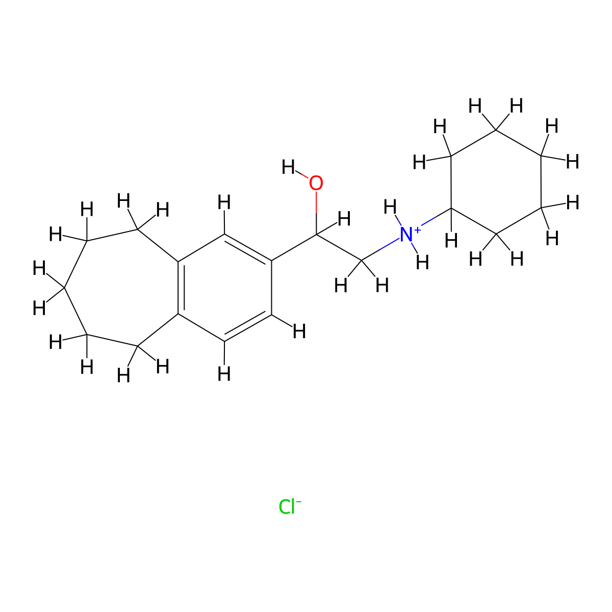 5H-Benzocycloheptene-2-methanol, 6,7,8,9-tetrahydro-alpha-((cyclohexylamino)methyl)-, hydrochloride molecular structure, CAS 42882-71-3