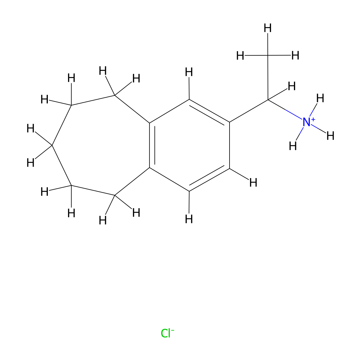 5H-Benzocycloheptene-2-methanamine, 6,7,8,9-tetrahydro-alpha-methyl-, hydrochloride molecular structure, CAS 42882-78-0