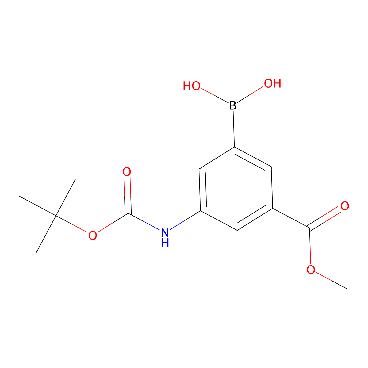 (3-((tert-Butoxycarbonyl)amino)-5-(methoxycarbonyl)phenyl)boronic acid molecular structure, CAS 428820-82-0