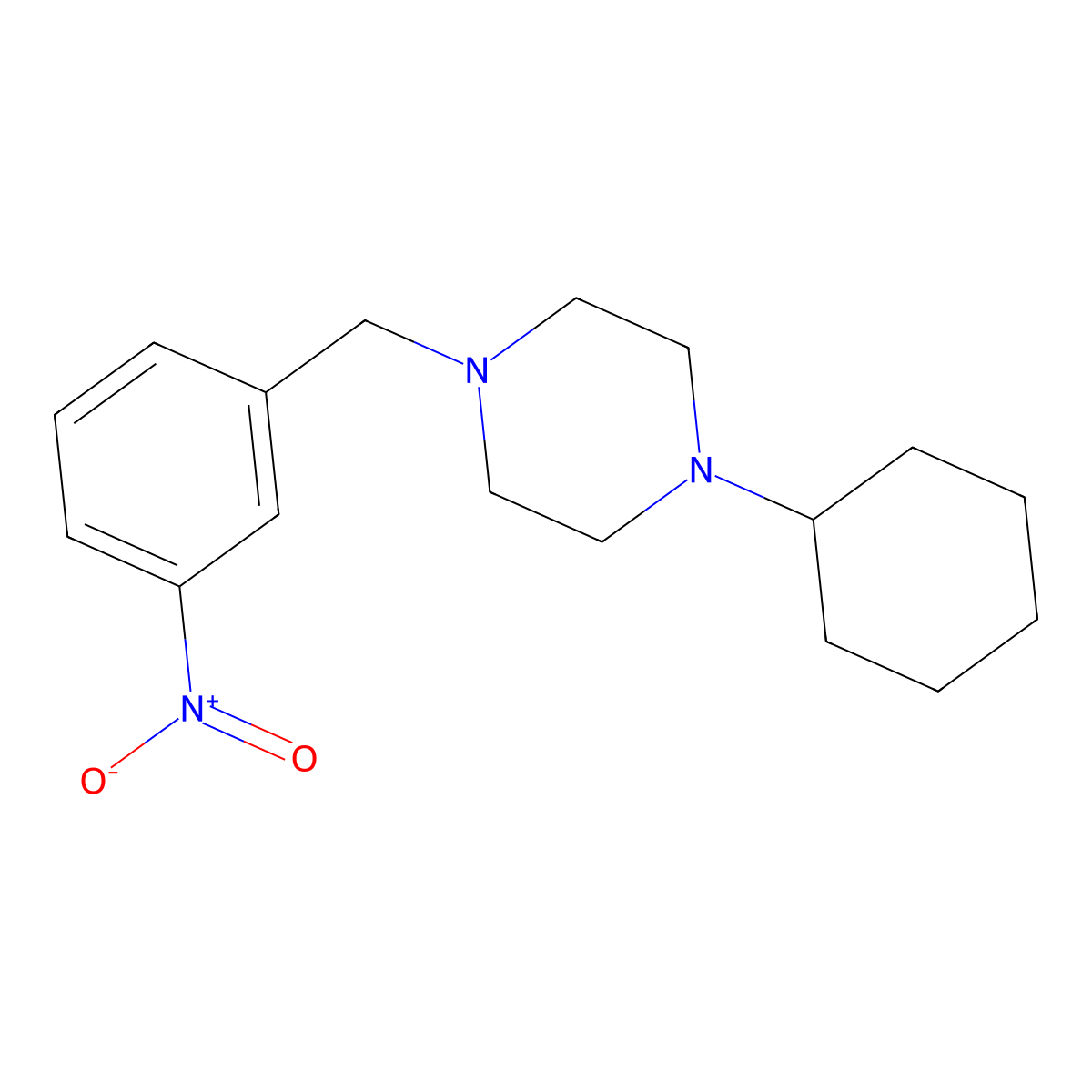 1-Cyclohexyl-4-[(3-nitrophenyl)methyl]piperazine molecular structure, CAS 428822-59-7