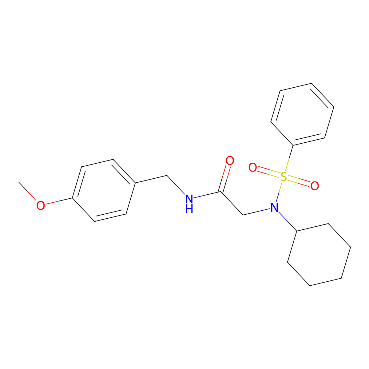 2-[cyclohexyl(phenylsulfonyl)amino]-N-(4-methoxybenzyl)acetamide molecular structure, CAS 428822-86-0