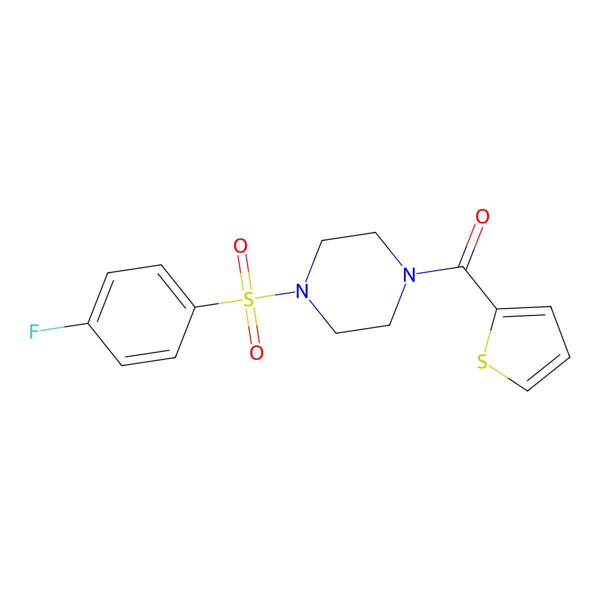 4-[(4-Fluorophenyl)sulfonyl]piperazinyl 2-thienyl ketone molecular structure, CAS 428822-90-6