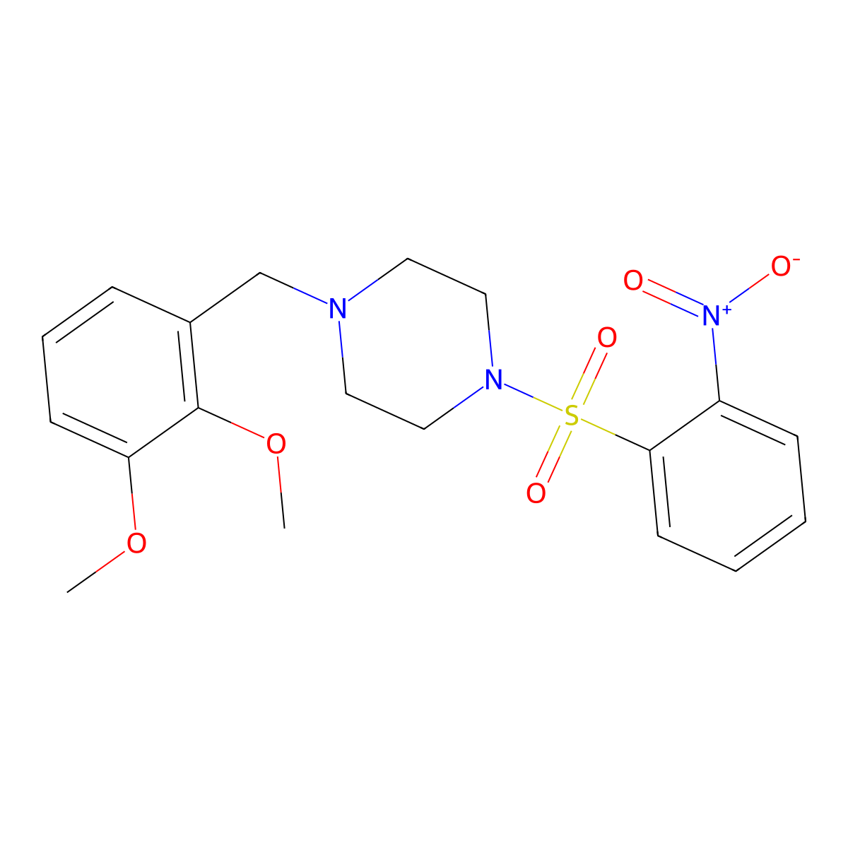 1-(2,3-Dimethoxybenzyl)-4-[(2-nitrophenyl)sulfonyl]piperazine molecular structure, CAS 428823-01-2