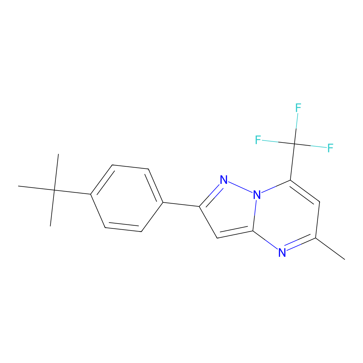 2-(4-Tert-butylphenyl)-5-methyl-7-(trifluoromethyl)pyrazolo[1,5-a]pyrimidine molecular structure, CAS 428823-04-5