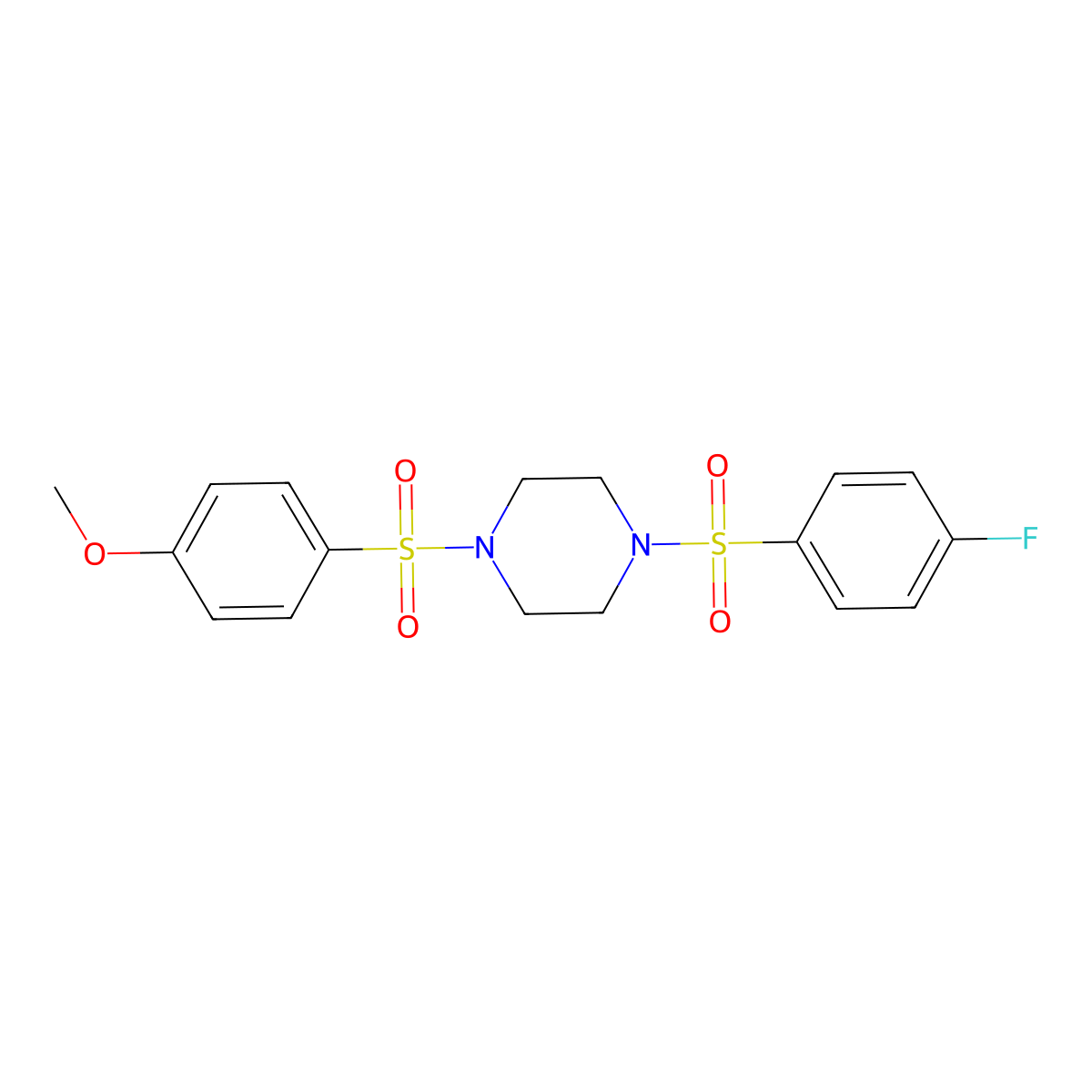 1-(4-Fluorophenyl)sulfonyl-4-(4-methoxyphenyl)sulfonylpiperazine molecular structure, CAS 428823-05-6