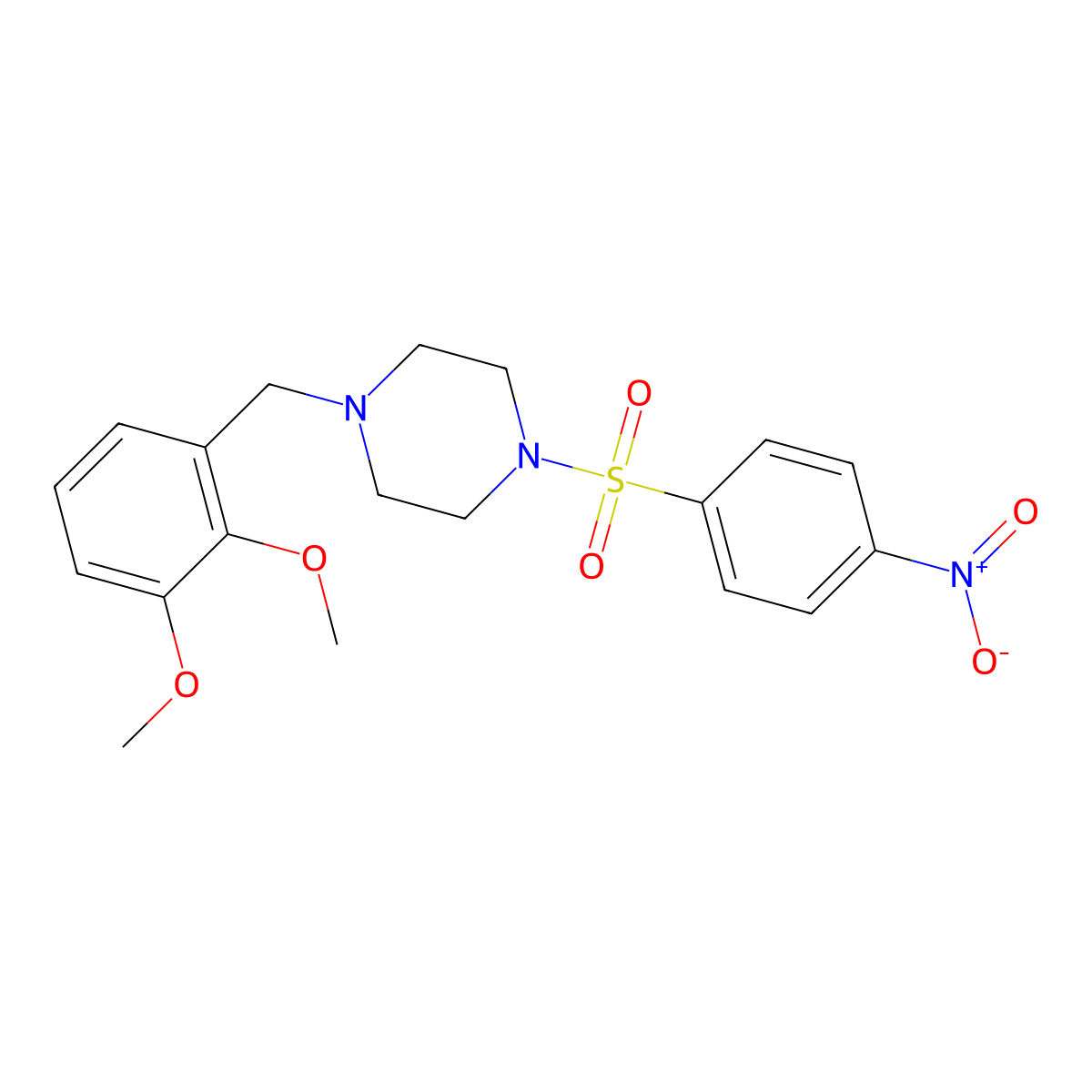 1-[(2,3-Dimethoxyphenyl)methyl]-4-(4-nitrophenyl)sulfonylpiperazine molecular structure, CAS 428823-11-4
