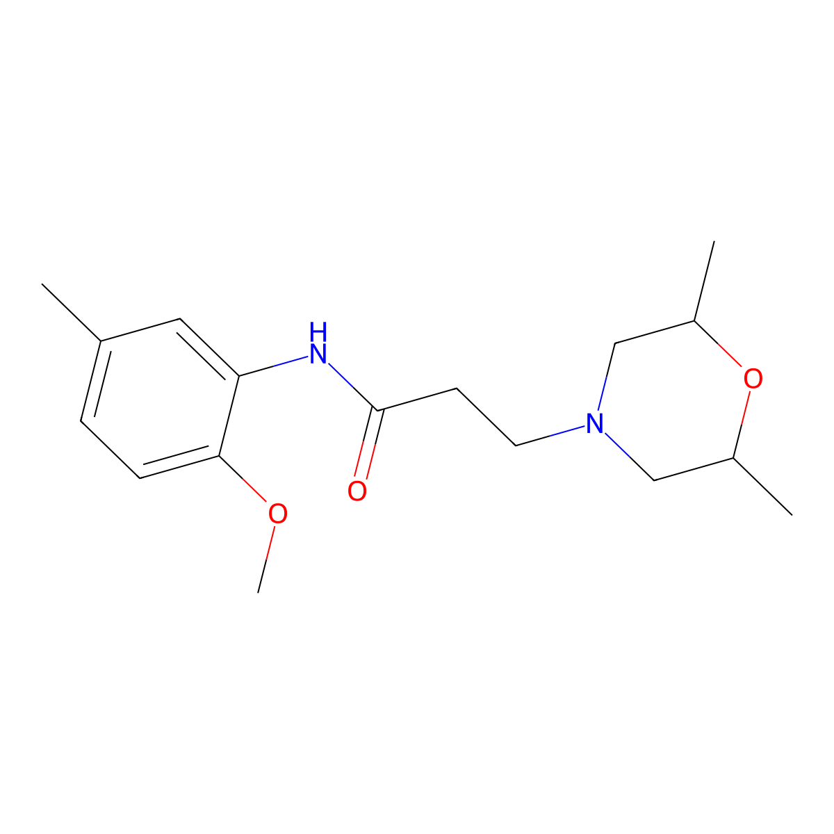 3-(2,6-dimethylmorpholin-4-yl)-N-(2-methoxy-5-methylphenyl)propanamide molecular structure, CAS 428823-16-9