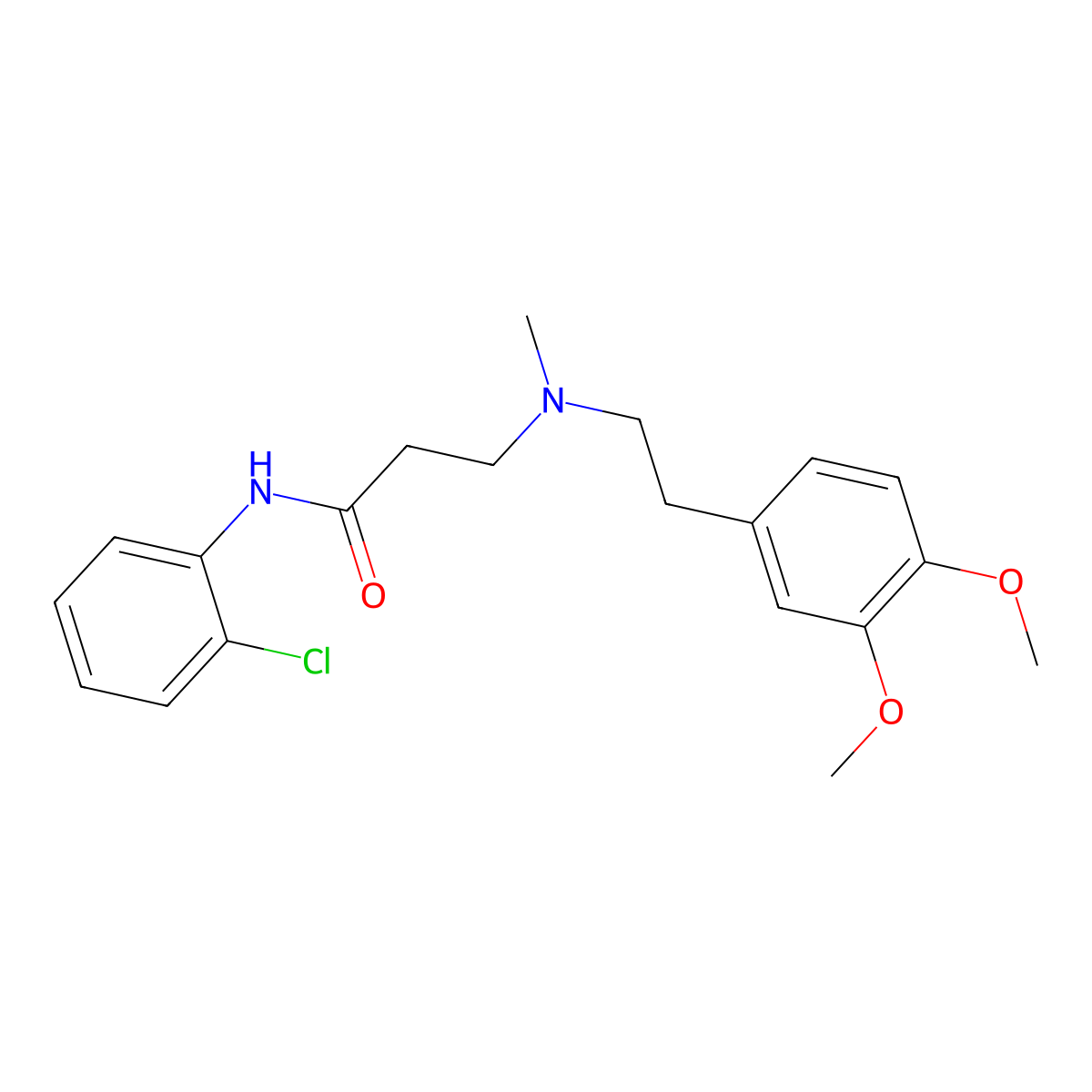 N-(2-chlorophenyl)-3-[2-(3,4-dimethoxyphenyl)ethyl-methylamino]propanamide molecular structure, CAS 428823-23-8