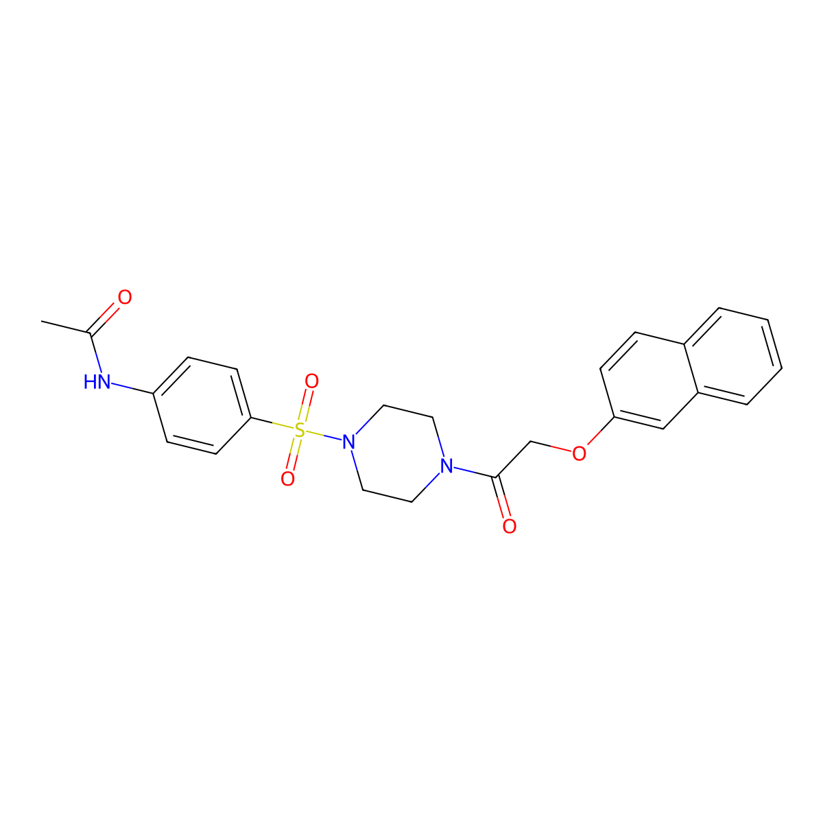 N-[4-[4-(2-naphthalen-2-yloxyacetyl)piperazin-1-yl]sulfonylphenyl]acetamide molecular structure, CAS 428823-25-0
