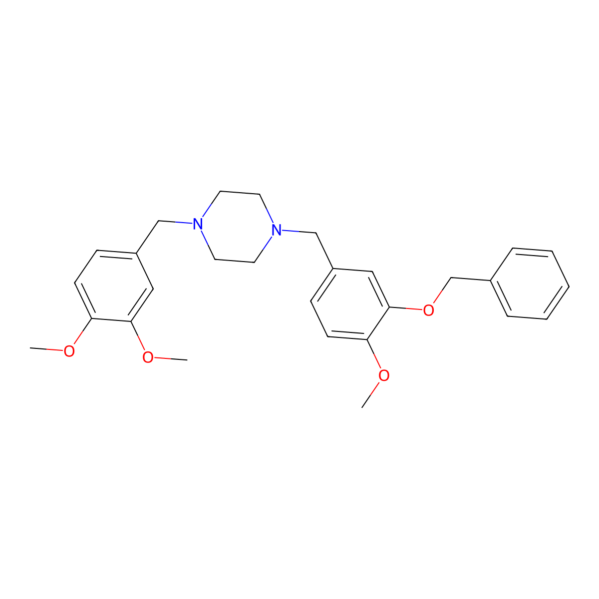 1-[3-(Benzyloxy)-4-methoxybenzyl]-4-(3,4-dimethoxybenzyl)piperazine molecular structure, CAS 428823-27-2