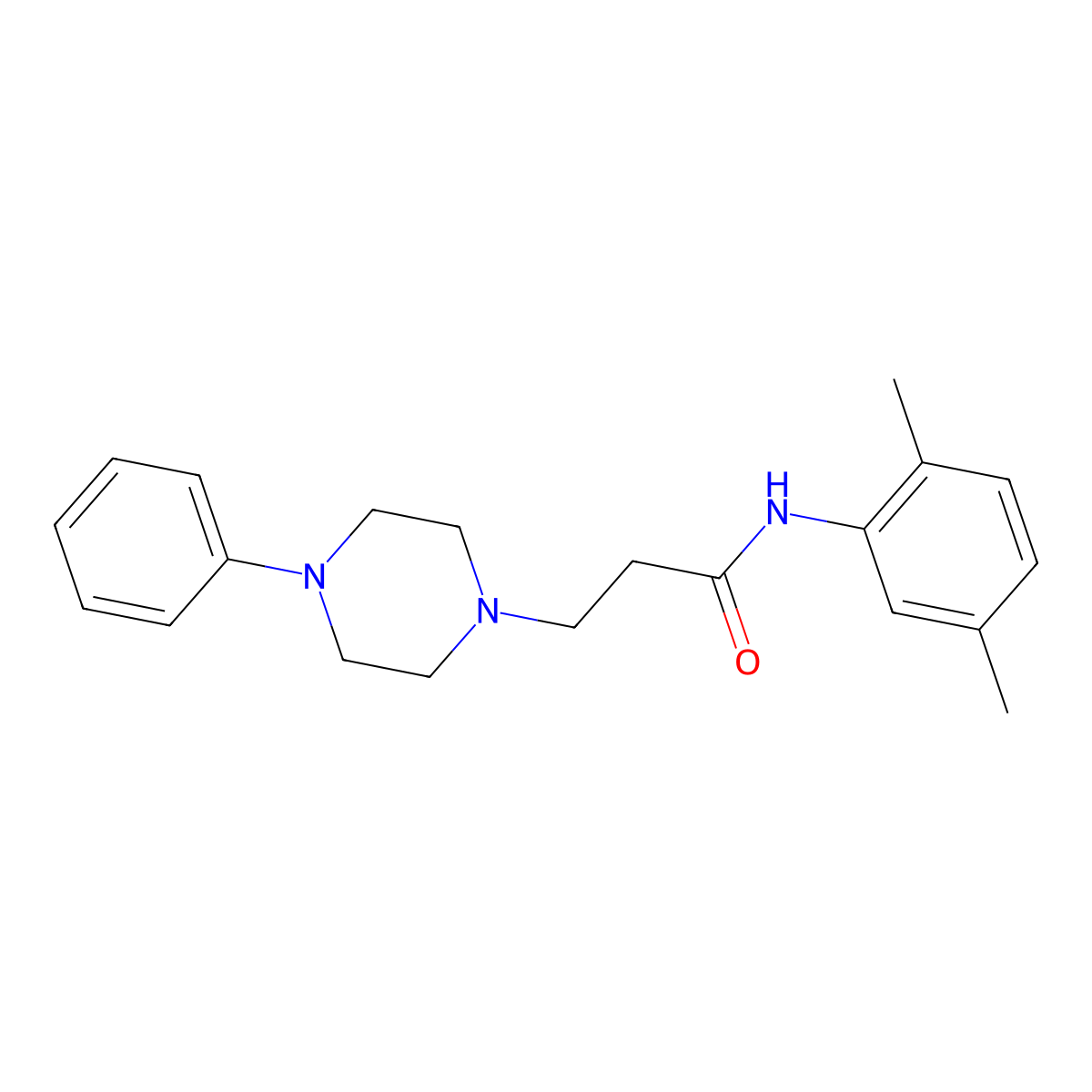 N-(2,5-dimethylphenyl)-3-(4-phenylpiperazin-1-yl)propanamide molecular structure, CAS 428823-30-7