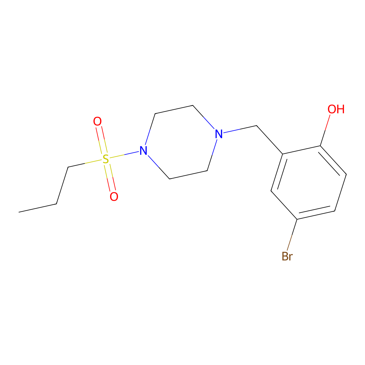 4-Bromo-2-[(4-propylsulfonylpiperazin-1-yl)methyl]phenol molecular structure, CAS 428823-36-3