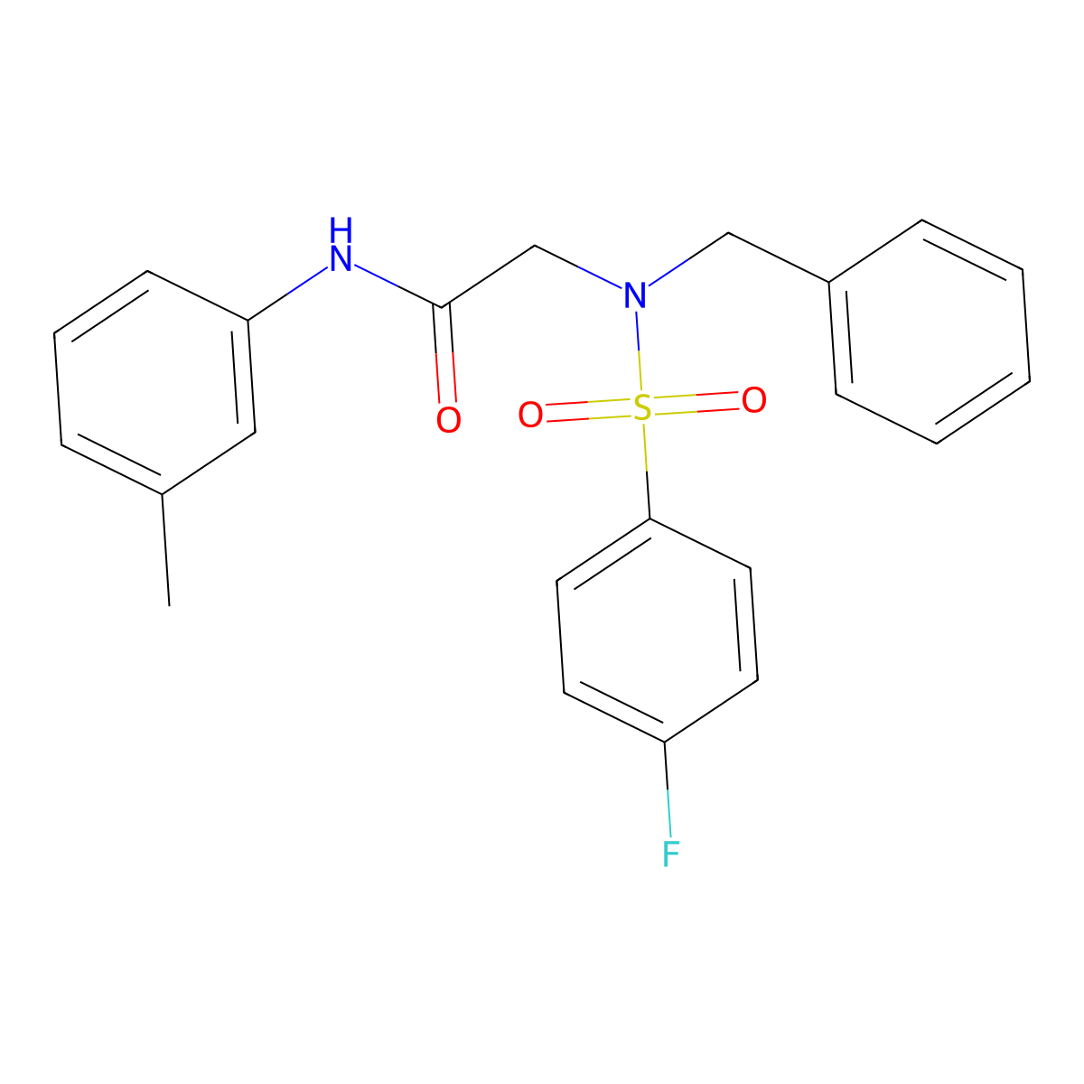 2-[benzyl-(4-fluorophenyl)sulfonylamino]-N-(3-methylphenyl)acetamide molecular structure, CAS 428823-37-4
