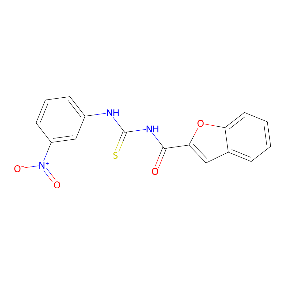 N-[(3-nitrophenyl)carbamothioyl]-1-benzofuran-2-carboxamide molecular structure, CAS 428823-38-5