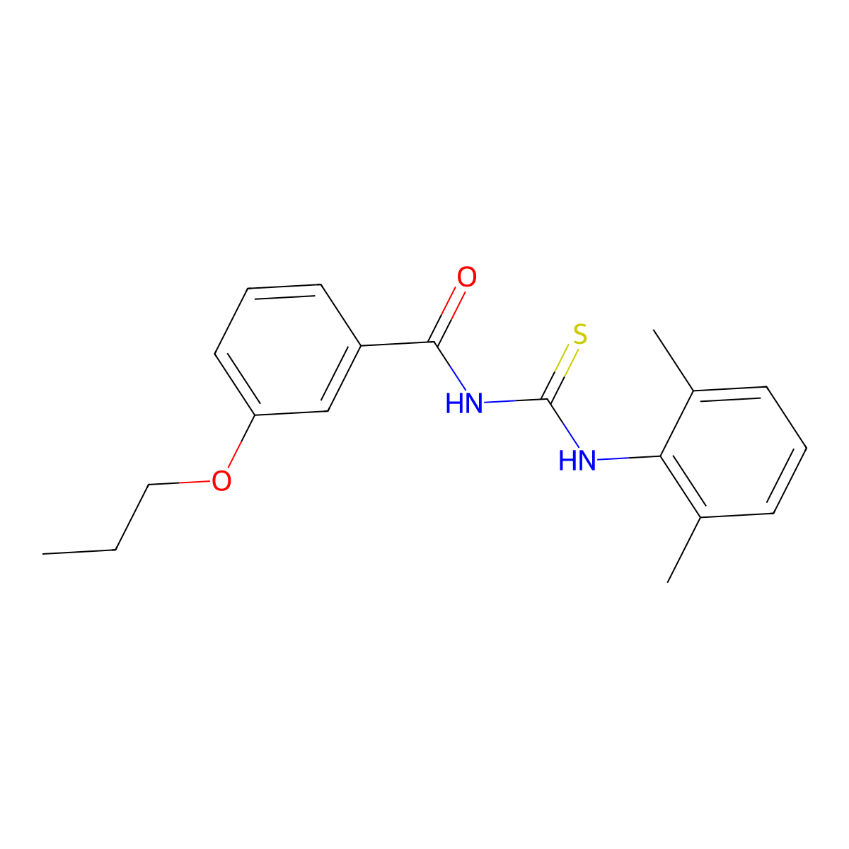 N-[(2,6-dimethylphenyl)carbamothioyl]-3-propoxybenzamide molecular structure, CAS 428823-40-9