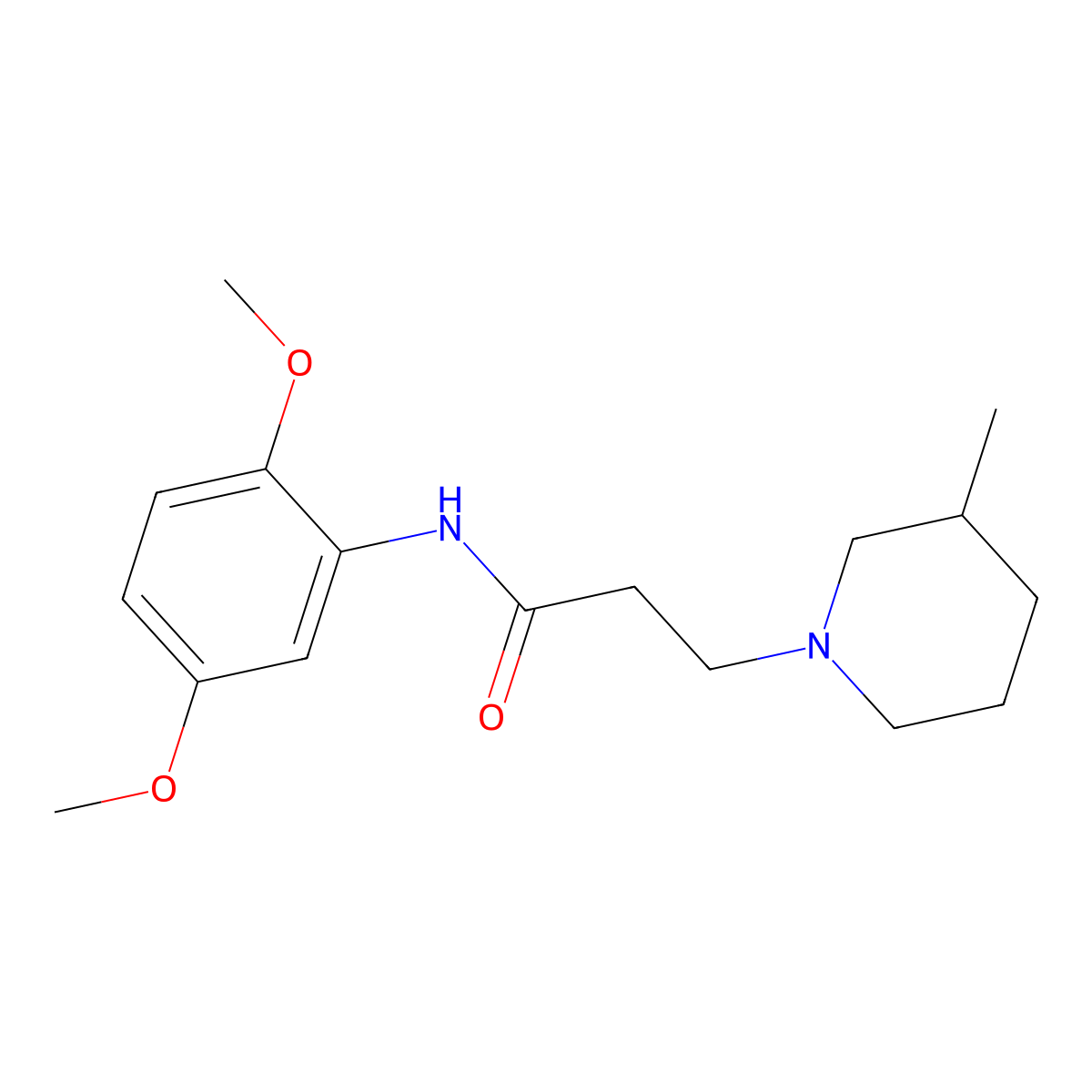 N-(2,5-dimethoxyphenyl)-3-(3-methylpiperidin-1-yl)propanamide molecular structure, CAS 428823-45-4