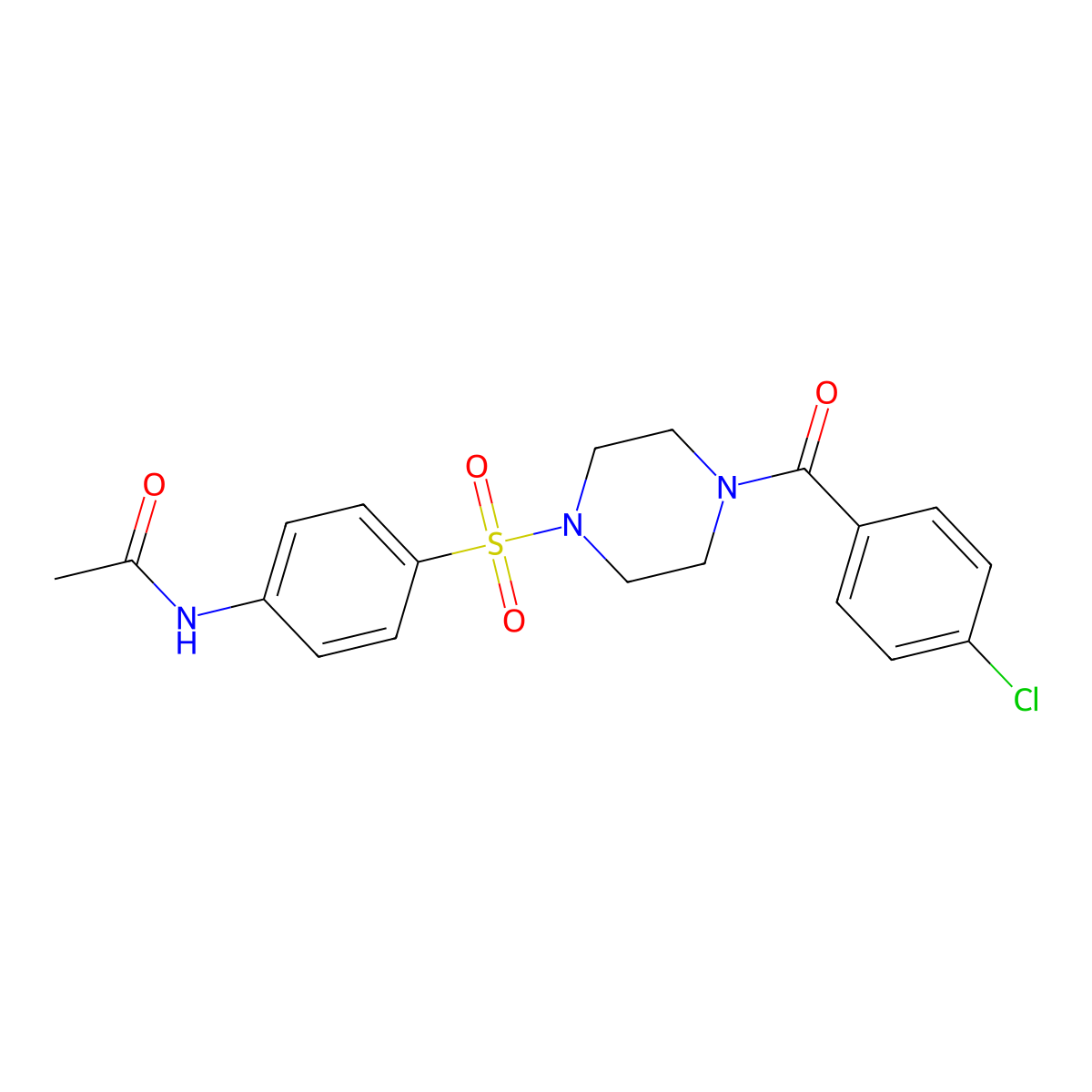 N-[4-[4-(4-chlorobenzoyl)piperazin-1-yl]sulfonylphenyl]acetamide molecular structure, CAS 428823-51-2