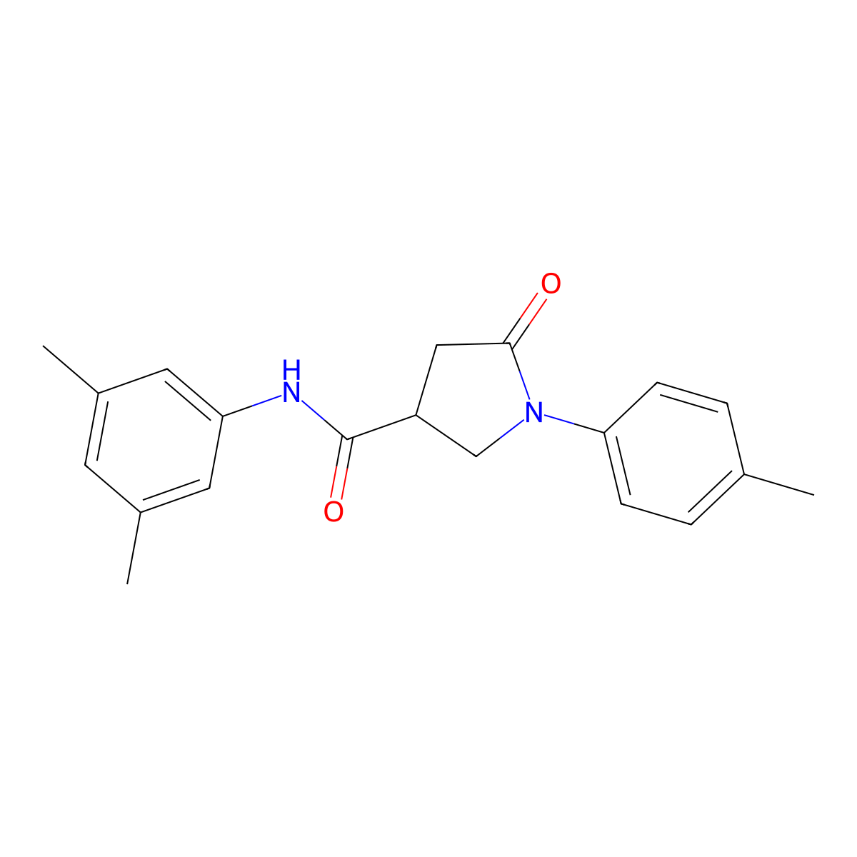 N-(3,5-dimethylphenyl)-1-(4-methylphenyl)-5-oxopyrrolidine-3-carboxamide molecular structure, CAS 428823-52-3