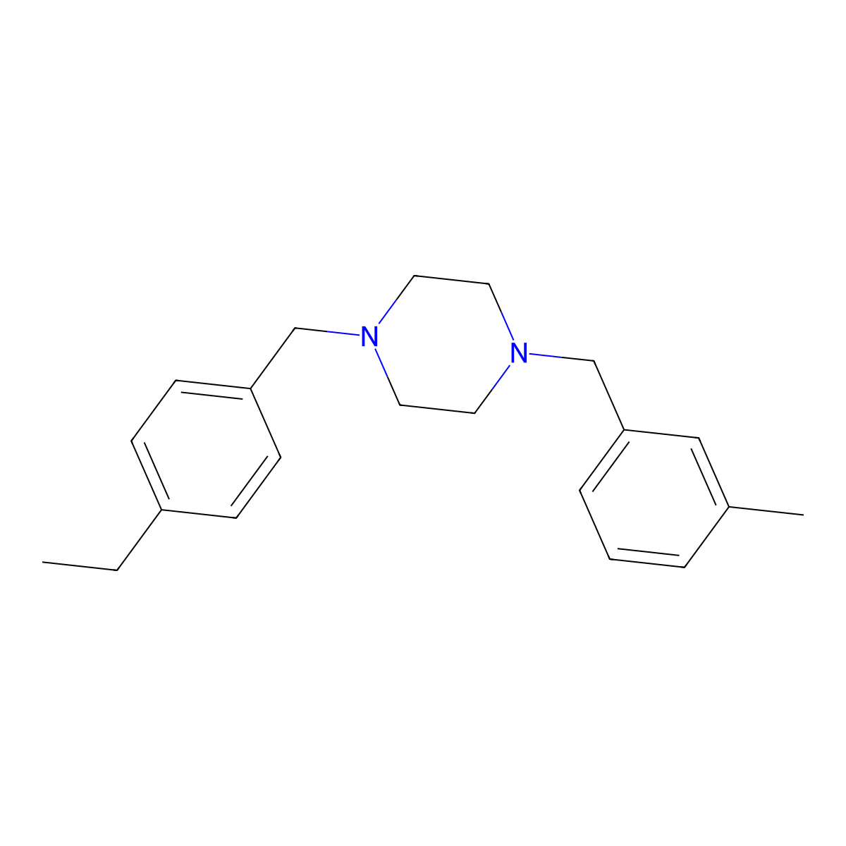 1-[(4-Ethylphenyl)methyl]-4-[(3-methylphenyl)methyl]piperazine molecular structure, CAS 428823-57-8