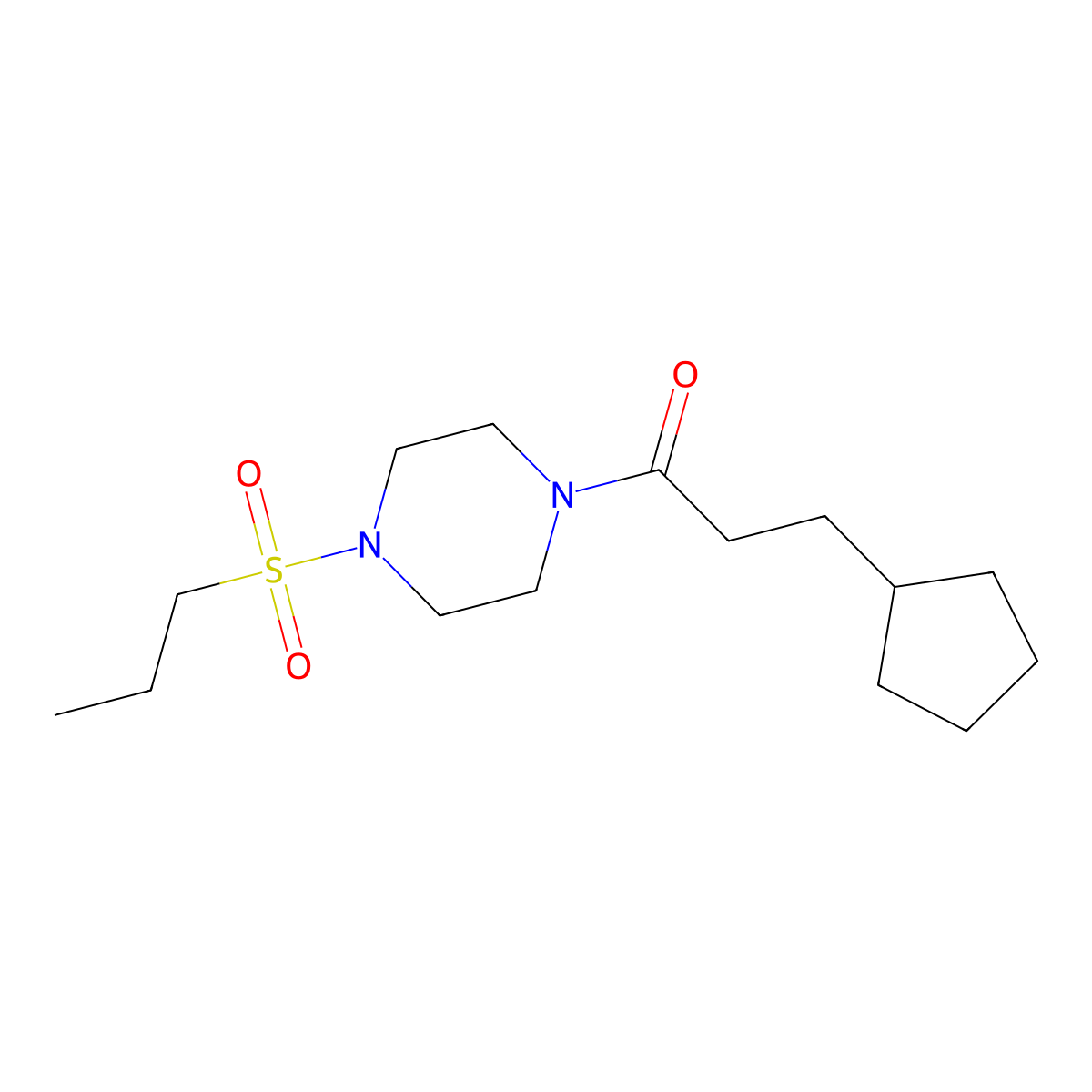 1-(3-Cyclopentylpropanoyl)-4-(propylsulfonyl)piperazine molecular structure, CAS 428823-59-0