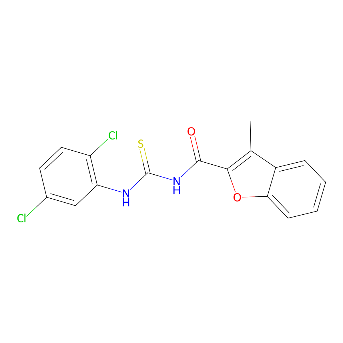 N-[(2,5-dichlorophenyl)carbamothioyl]-3-methyl-1-benzofuran-2-carboxamide molecular structure, CAS 428823-64-7