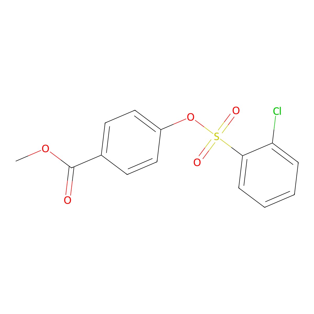 Methyl 4-(2-chlorophenyl)sulfonyloxybenzoate molecular structure, CAS 428823-66-9
