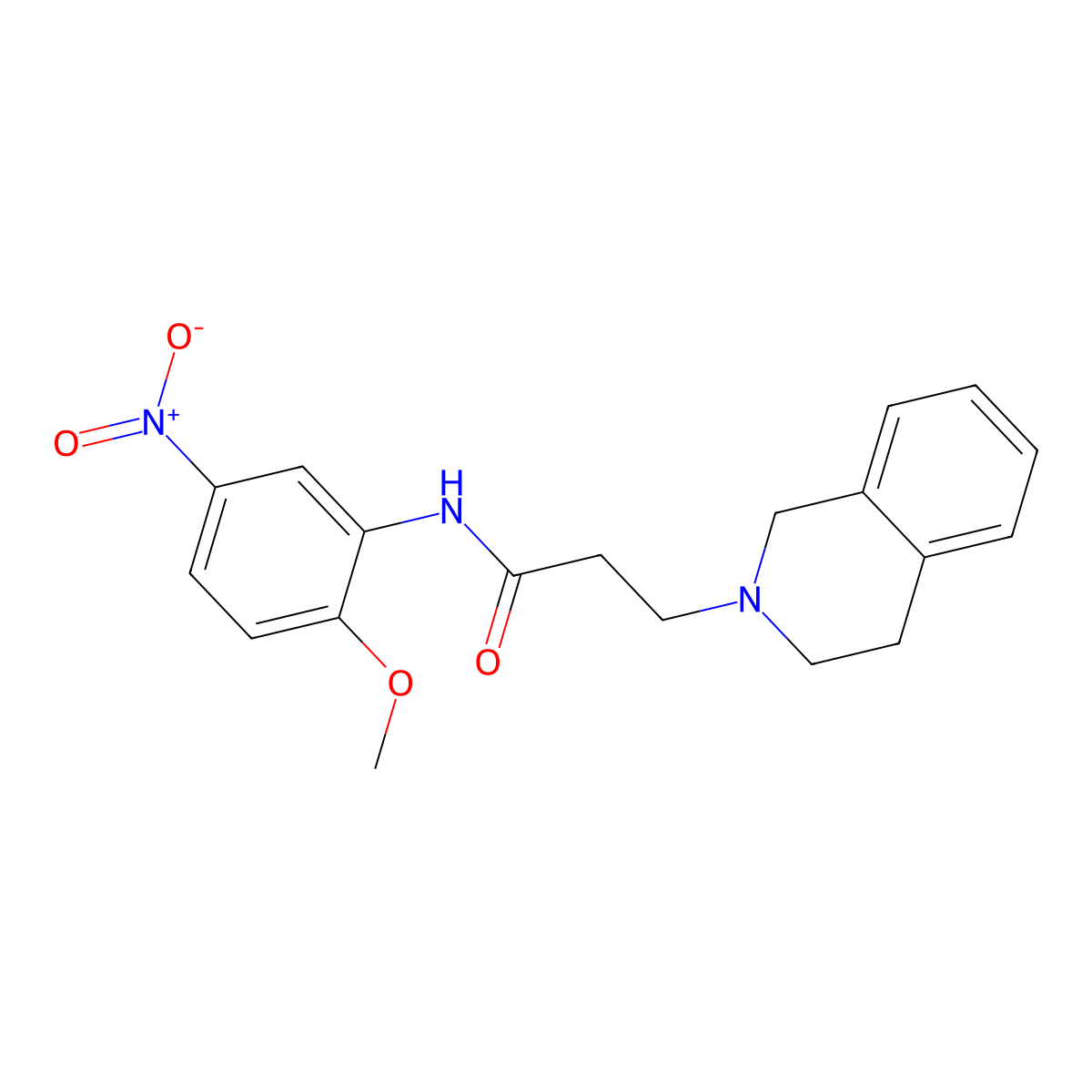 3-(3,4-dihydro-1H-isoquinolin-2-yl)-N-(2-methoxy-5-nitrophenyl)propanamide molecular structure, CAS 428823-68-1