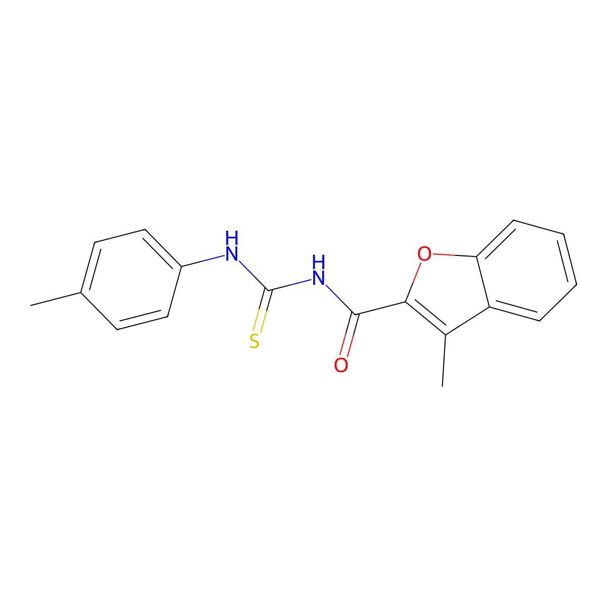 3-methyl-N-[(4-methylphenyl)carbamothioyl]-1-benzofuran-2-carboxamide molecular structure, CAS 428823-71-6