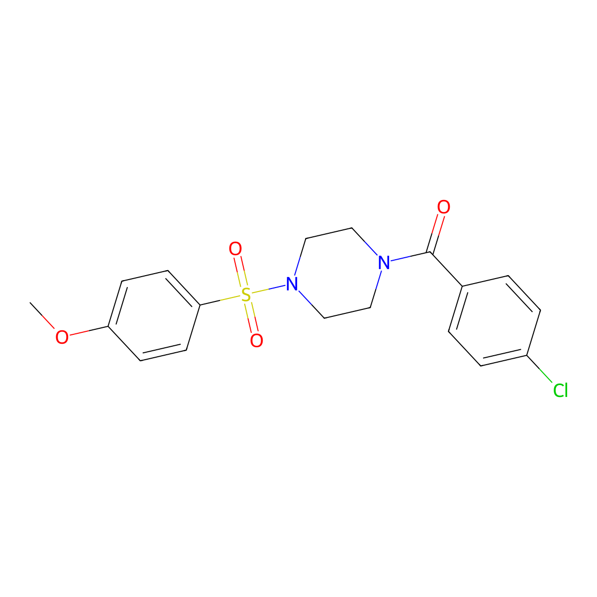(4-Chlorophenyl)-[4-(4-methoxyphenyl)sulfonylpiperazin-1-yl]methanone molecular structure, CAS 428823-75-0