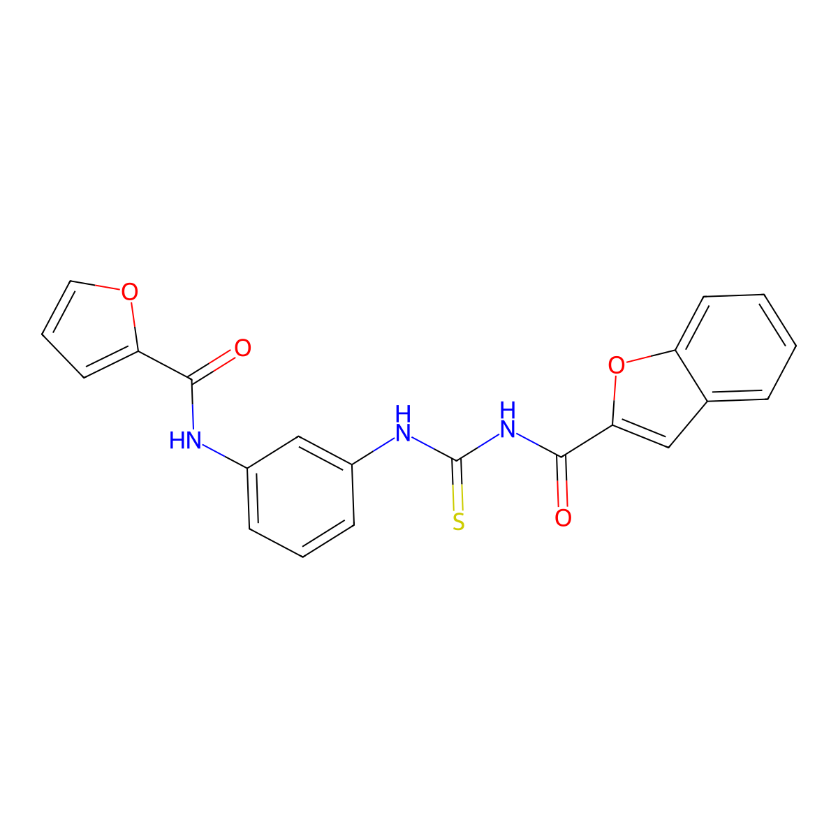 N-[[3-(furan-2-carbonylamino)phenyl]carbamothioyl]-1-benzofuran-2-carboxamide molecular structure, CAS 428823-77-2