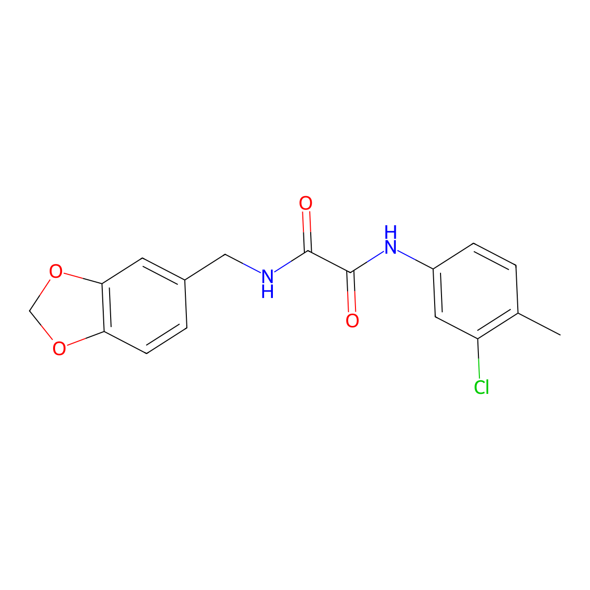 N-(1,3-benzodioxol-5-ylmethyl)-N'-(3-chloro-4-methylphenyl)ethanediamide molecular structure, CAS 428823-80-7