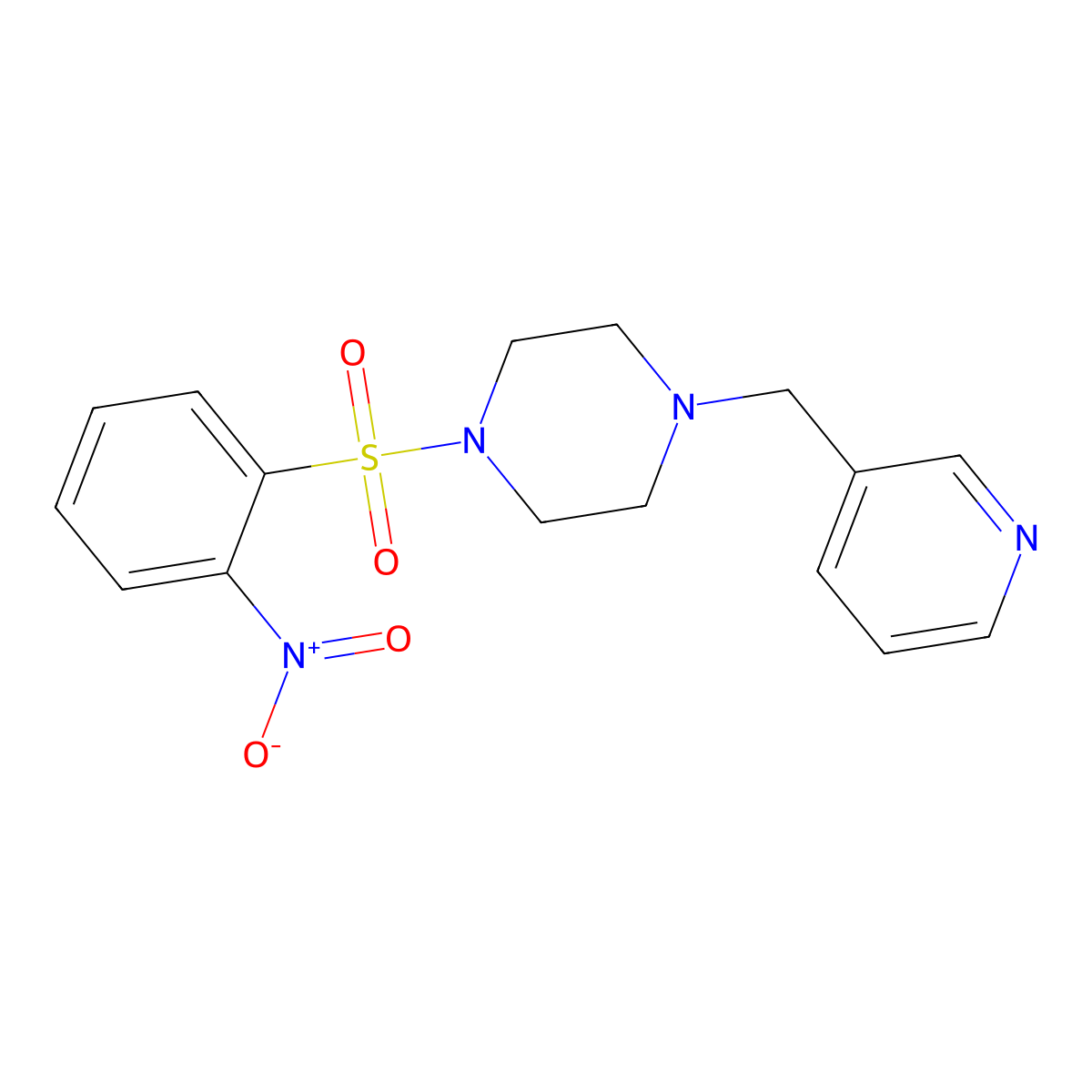 1-(2-Nitrophenyl)sulfonyl-4-(pyridin-3-ylmethyl)piperazine molecular structure, CAS 428823-89-6
