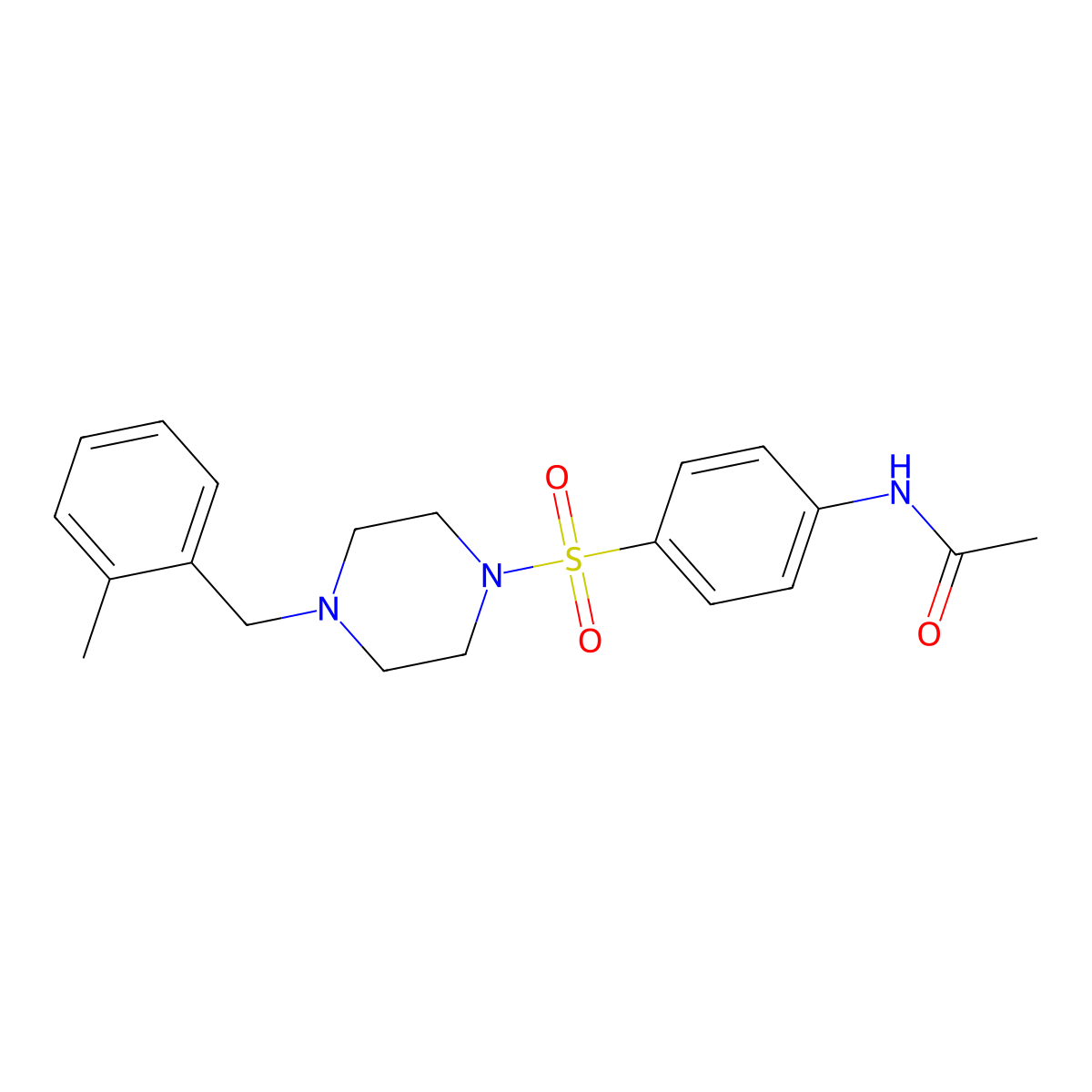 N-[4-[4-[(2-methylphenyl)methyl]piperazin-1-yl]sulfonylphenyl]acetamide molecular structure, CAS 428823-96-5