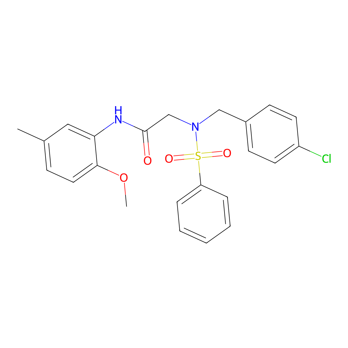 2-[benzenesulfonyl-[(4-chlorophenyl)methyl]amino]-N-(2-methoxy-5-methylphenyl)acetamide molecular structure, CAS 428824-06-0