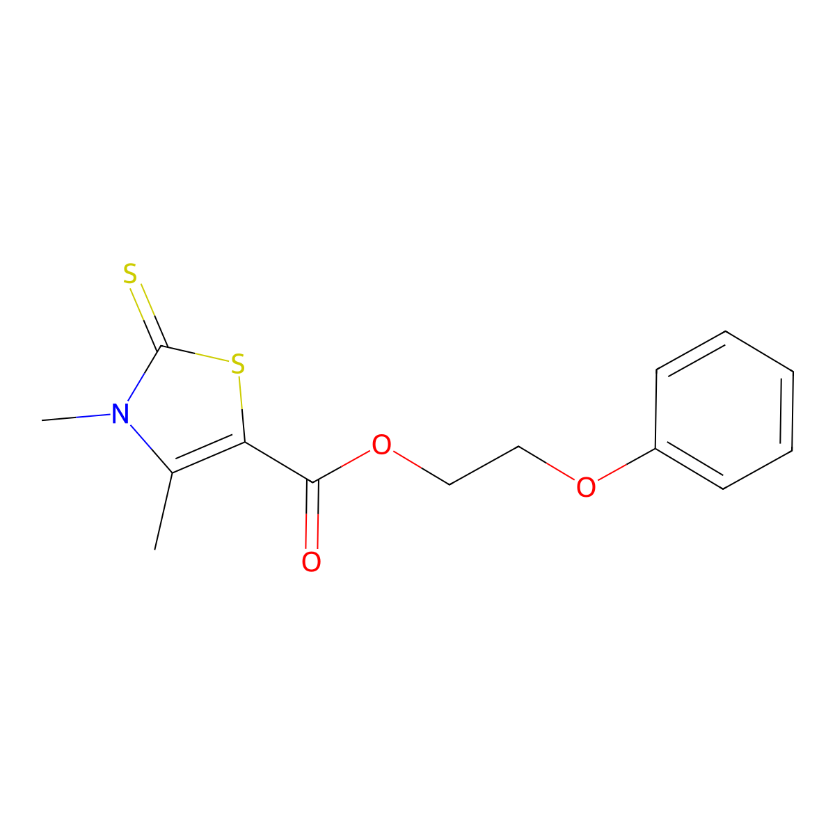 2-Phenoxyethyl 3,4-dimethyl-2-sulfanylidene-1,3-thiazole-5-carboxylate molecular structure, CAS 428824-09-3