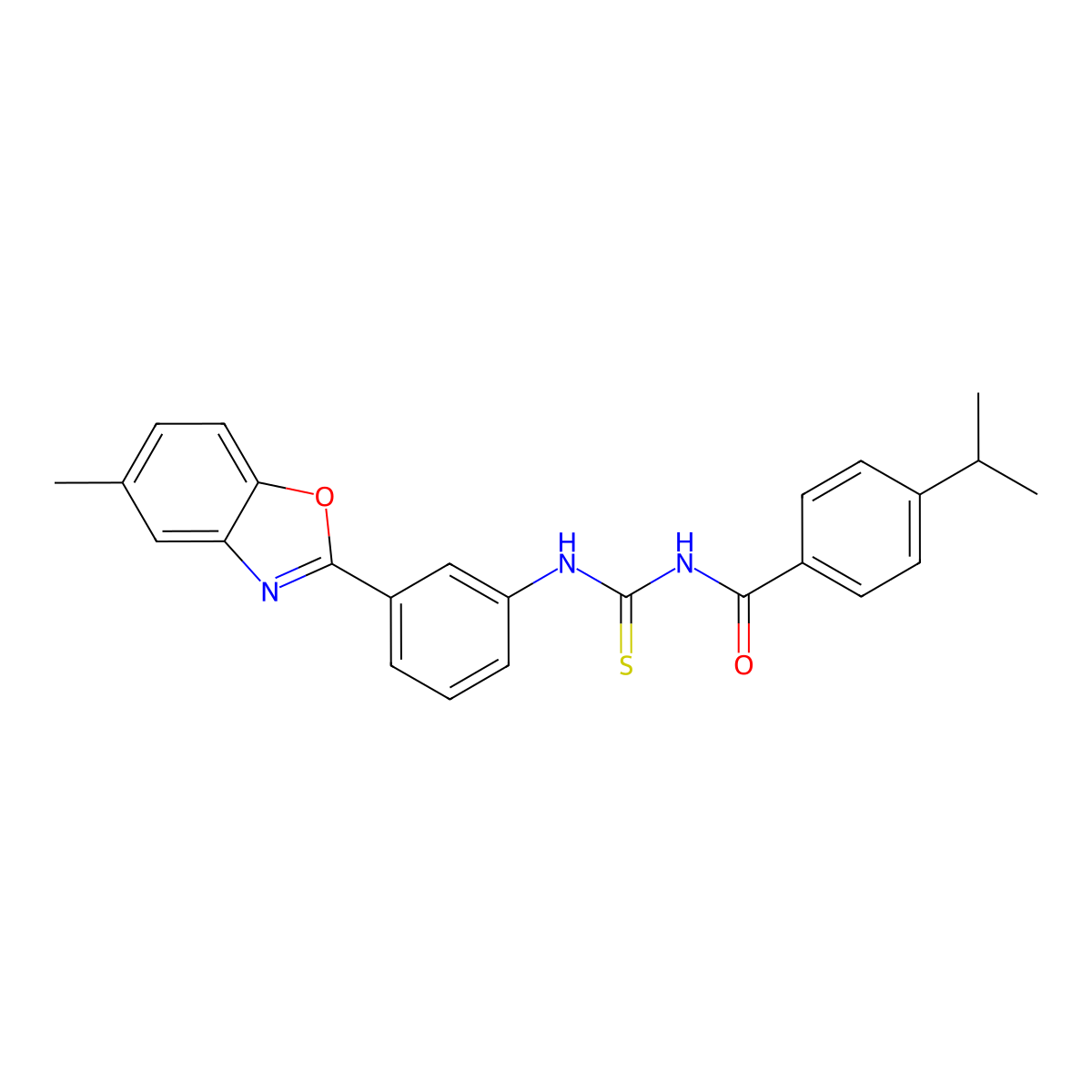 N-[[3-(5-methyl-1,3-benzoxazol-2-yl)phenyl]carbamothioyl]-4-propan-2-ylbenzamide molecular structure, CAS 428824-17-3