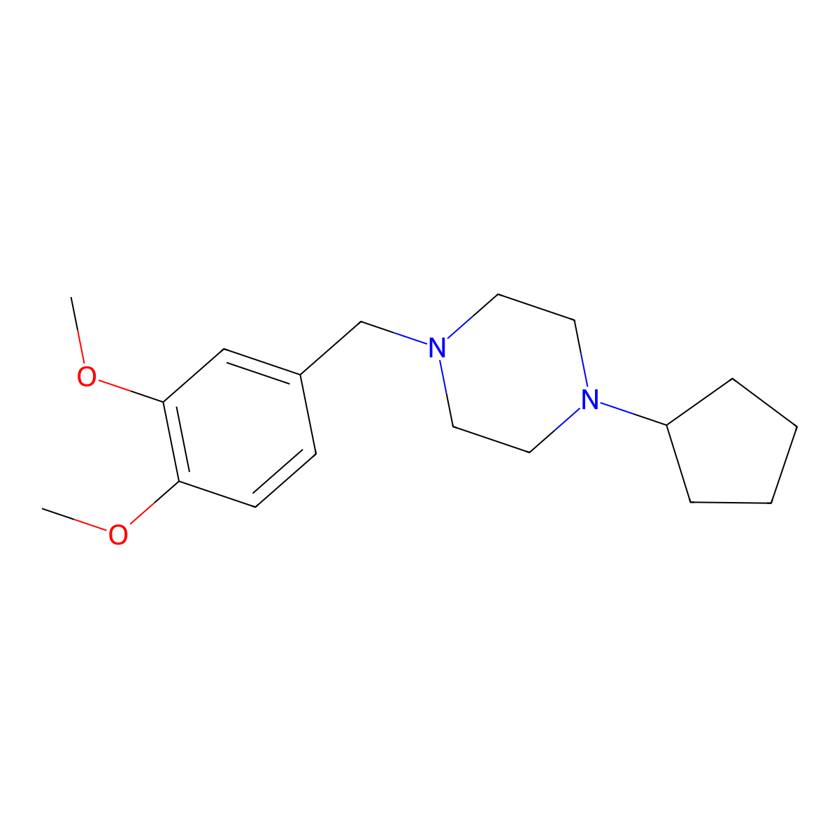 1-Cyclopentyl-4-(3,4-dimethoxybenzyl)piperazine molecular structure, CAS 428824-19-5