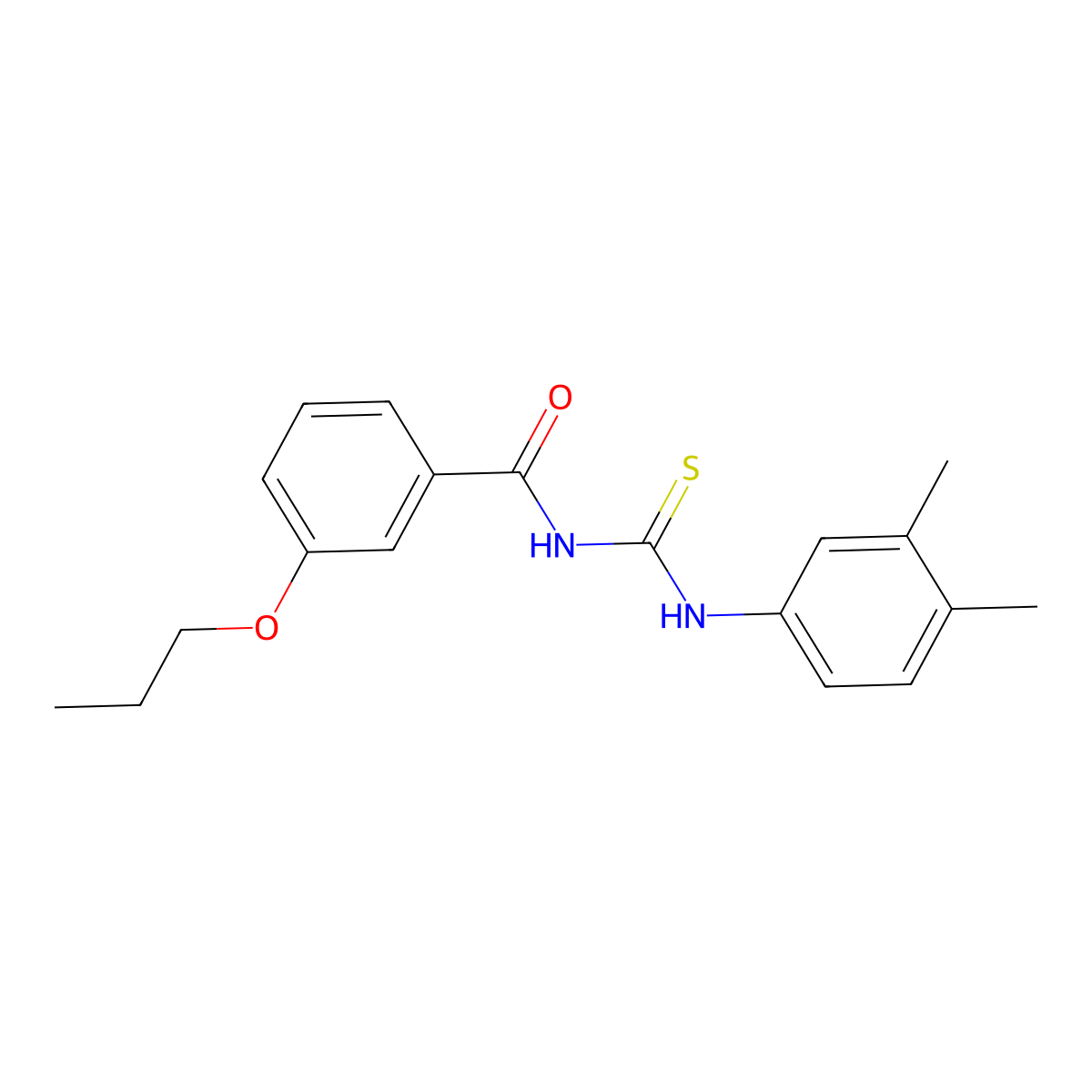 N-[(3,4-dimethylphenyl)carbamothioyl]-3-propoxybenzamide molecular structure, CAS 428824-23-1