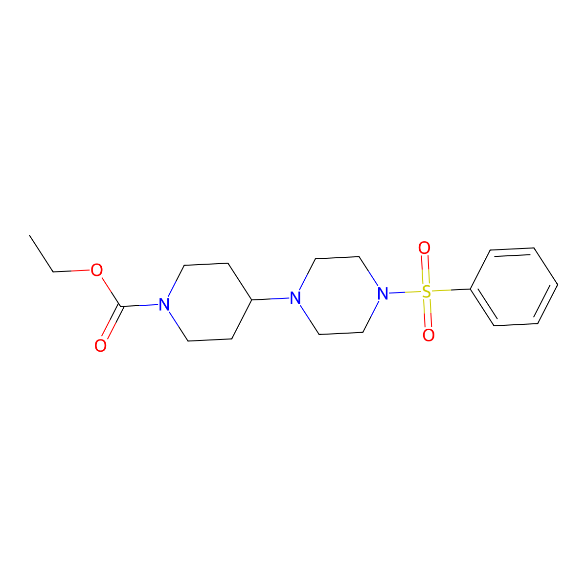 Ethyl 4-(4-(phenylsulfonyl)piperazin-1-yl)piperidine-1-carboxylate molecular structure, CAS 428824-29-7