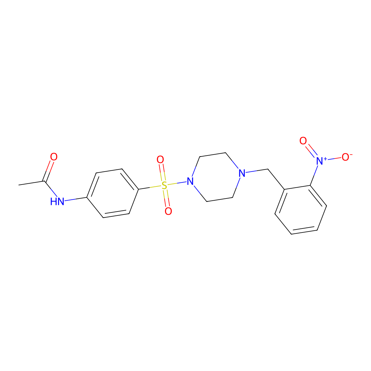 N-[4-[4-[(2-nitrophenyl)methyl]piperazin-1-yl]sulfonylphenyl]acetamide molecular structure, CAS 428824-34-4