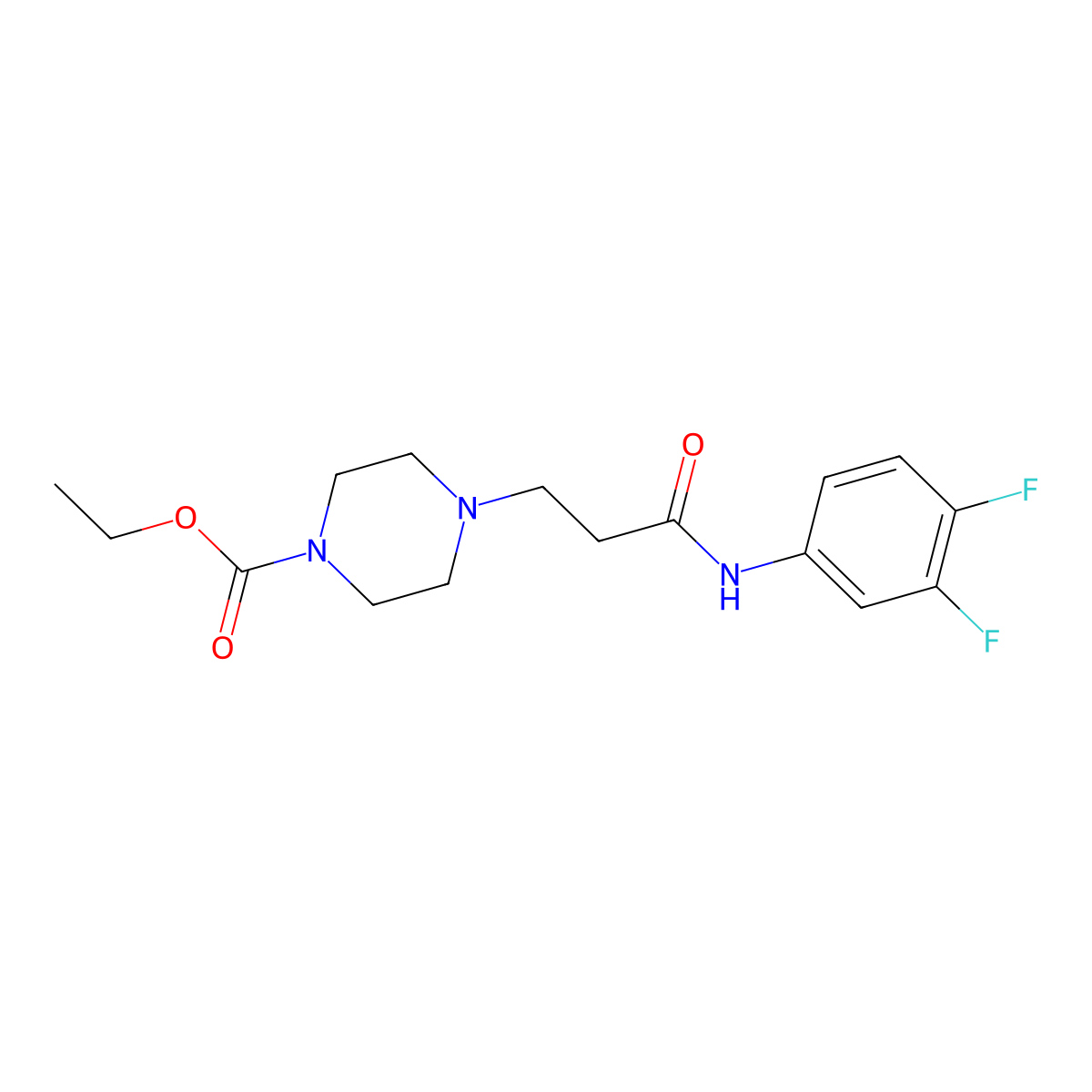 Ethyl 4-(3-((3,4-difluorophenyl)amino)-3-oxopropyl)piperazine-1-carboxylate molecular structure, CAS 428824-35-5