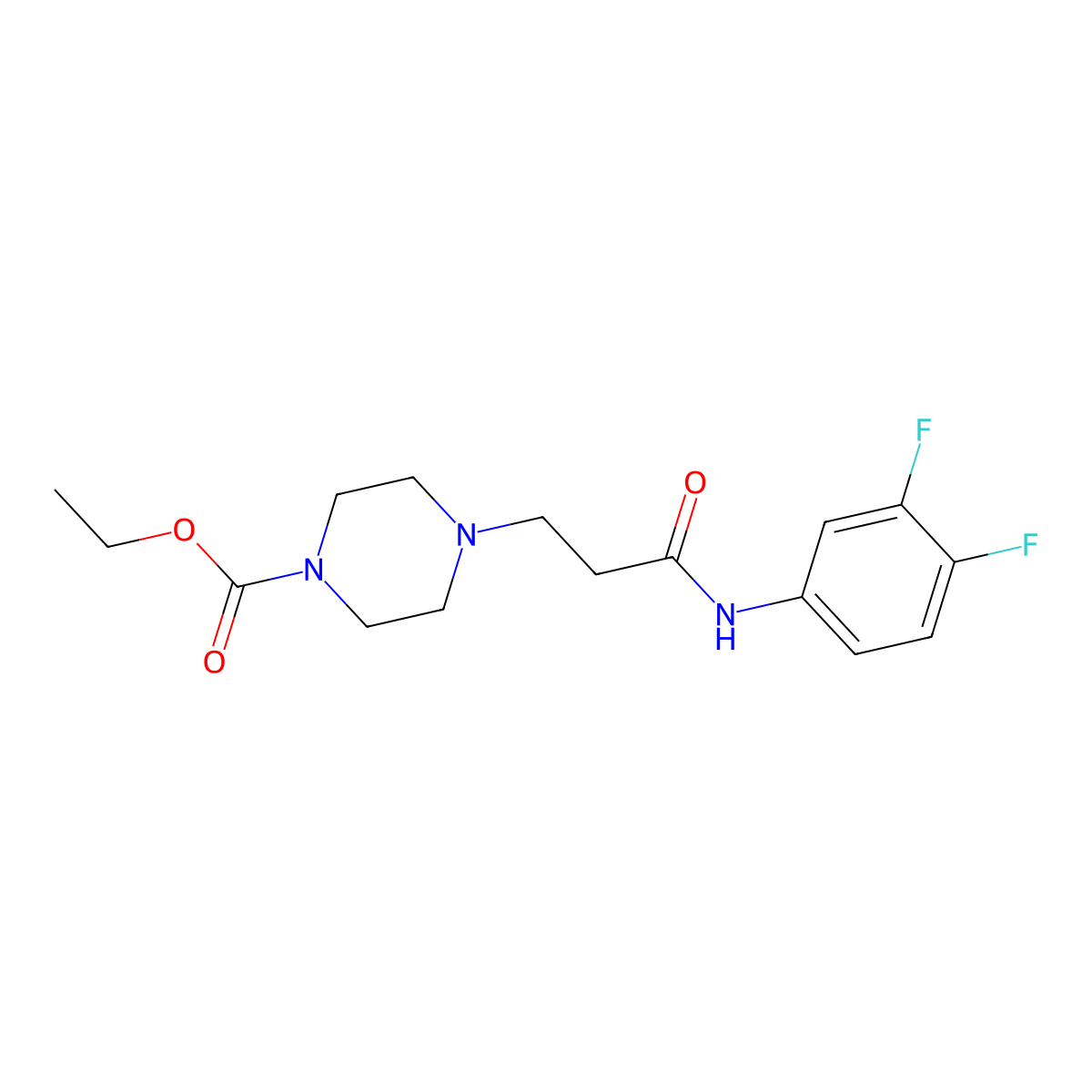 Ethyl 4-(3-((3,4-difluorophenyl)amino)-3-oxopropyl)piperazine-1-carboxylate molecular structure, CAS 428824-35-5