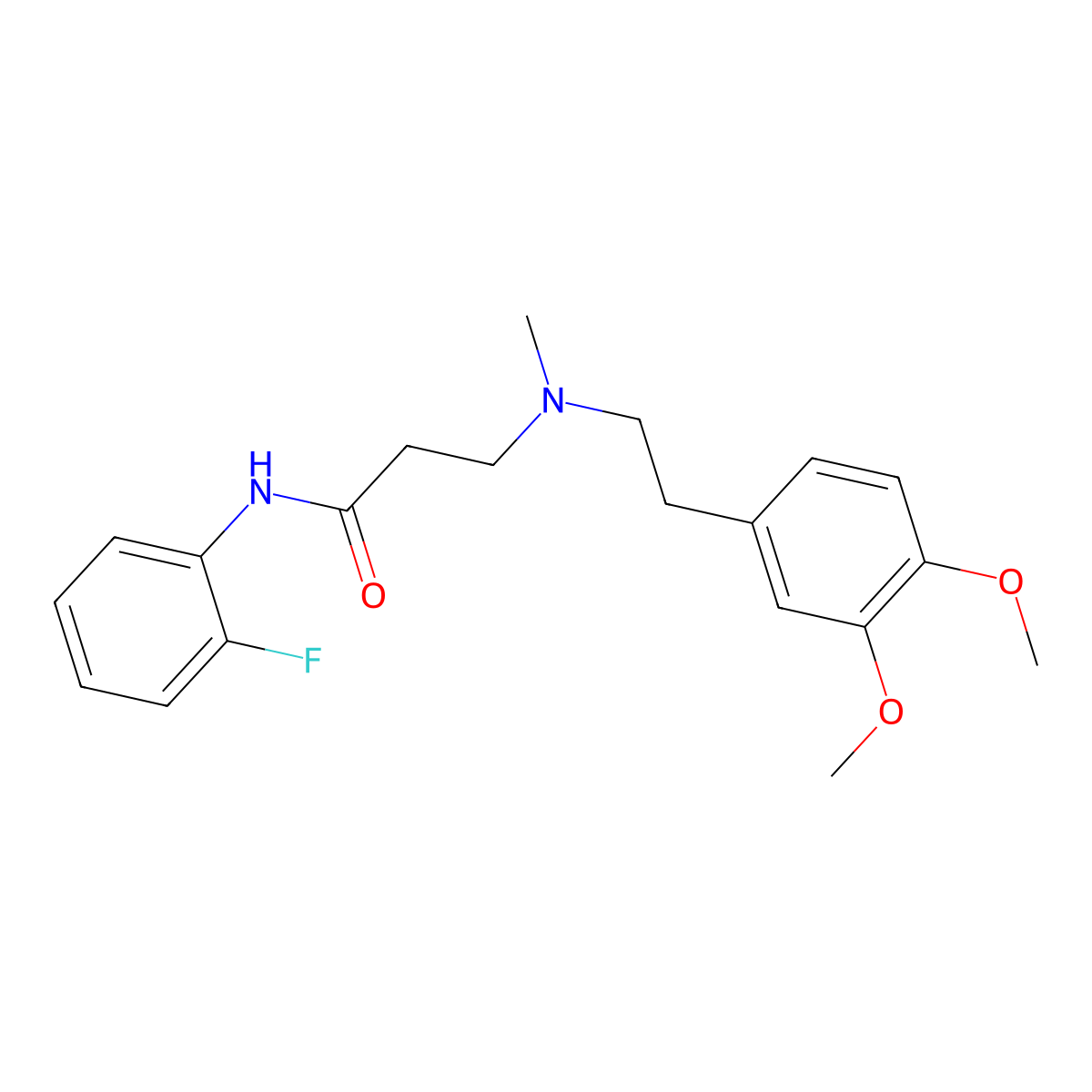3-[2-(3,4-dimethoxyphenyl)ethyl-methylamino]-N-(2-fluorophenyl)propanamide molecular structure, CAS 428824-40-2