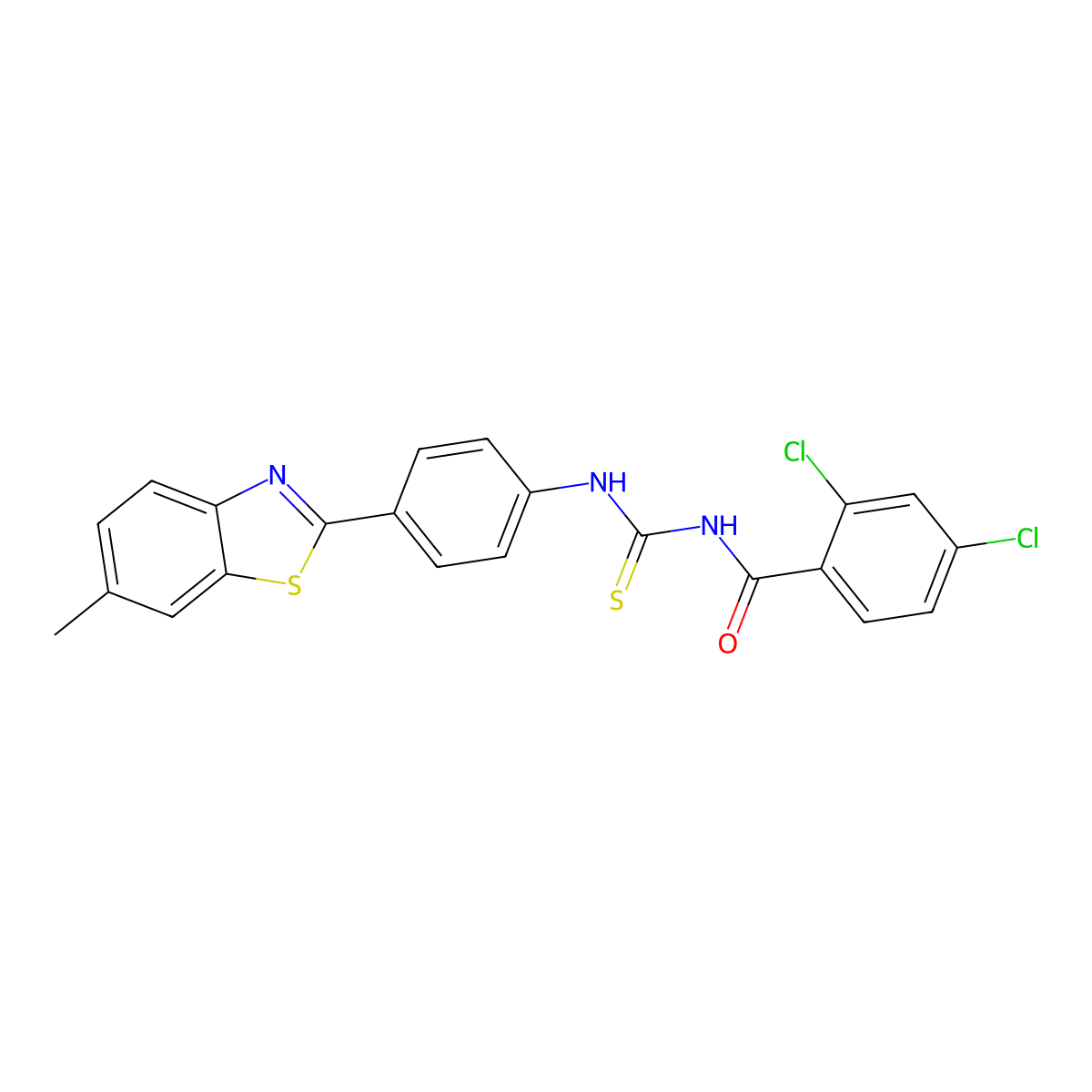 2,4-dichloro-N-[[4-(6-methyl-1,3-benzothiazol-2-yl)phenyl]carbamothioyl]benzamide molecular structure, CAS 428824-48-0